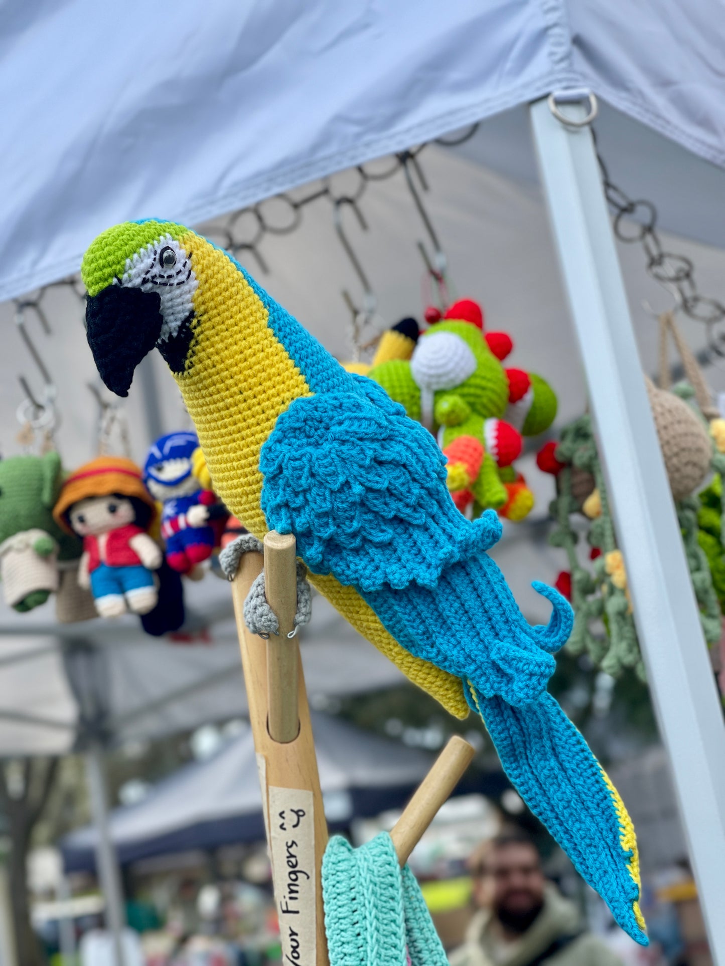 Crochet Blue and Yellow Macaw Bird
