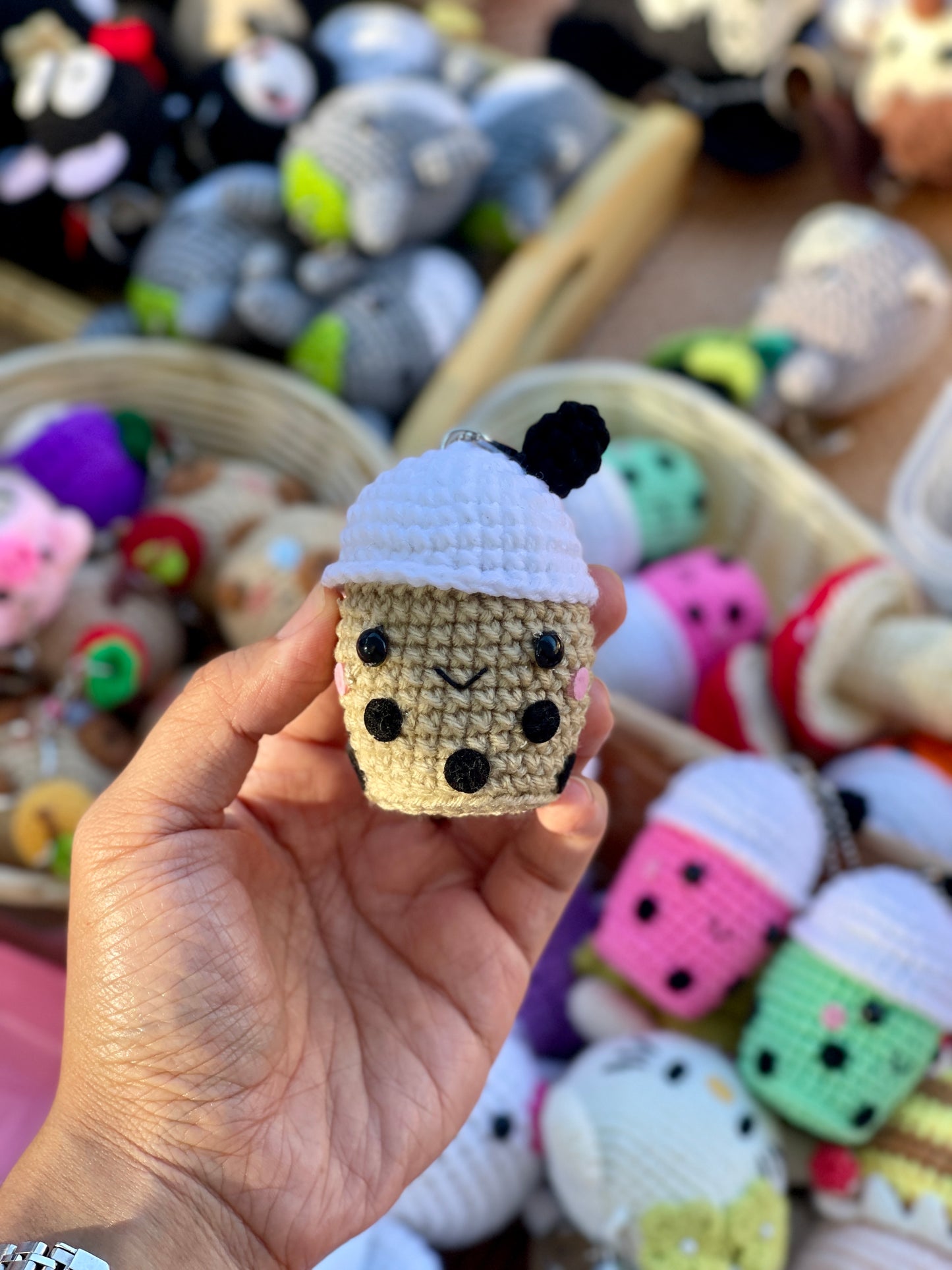 Boba Tea Crochet Keychain