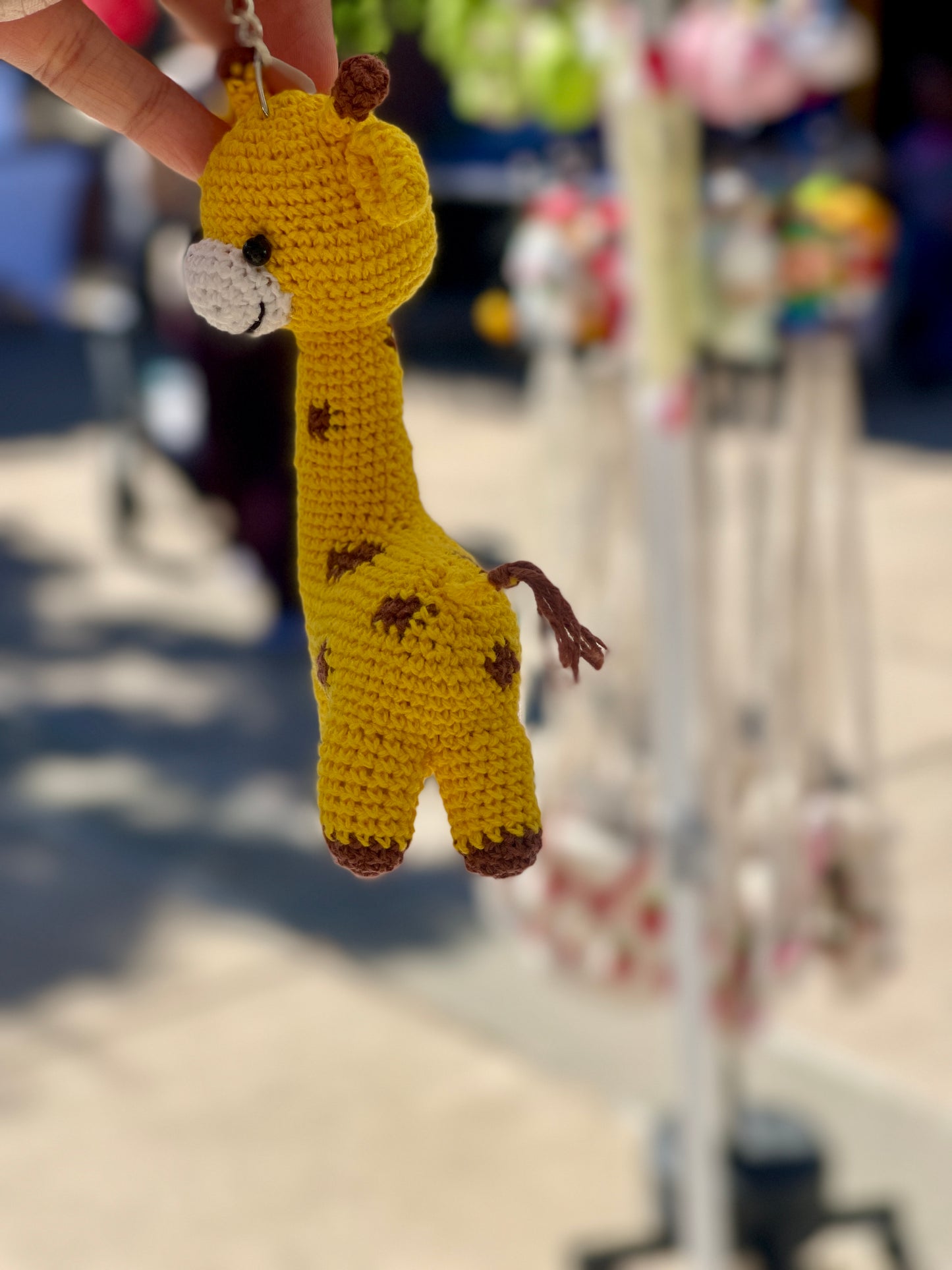 Cheerful Baby Giraffe Crochet Keychain