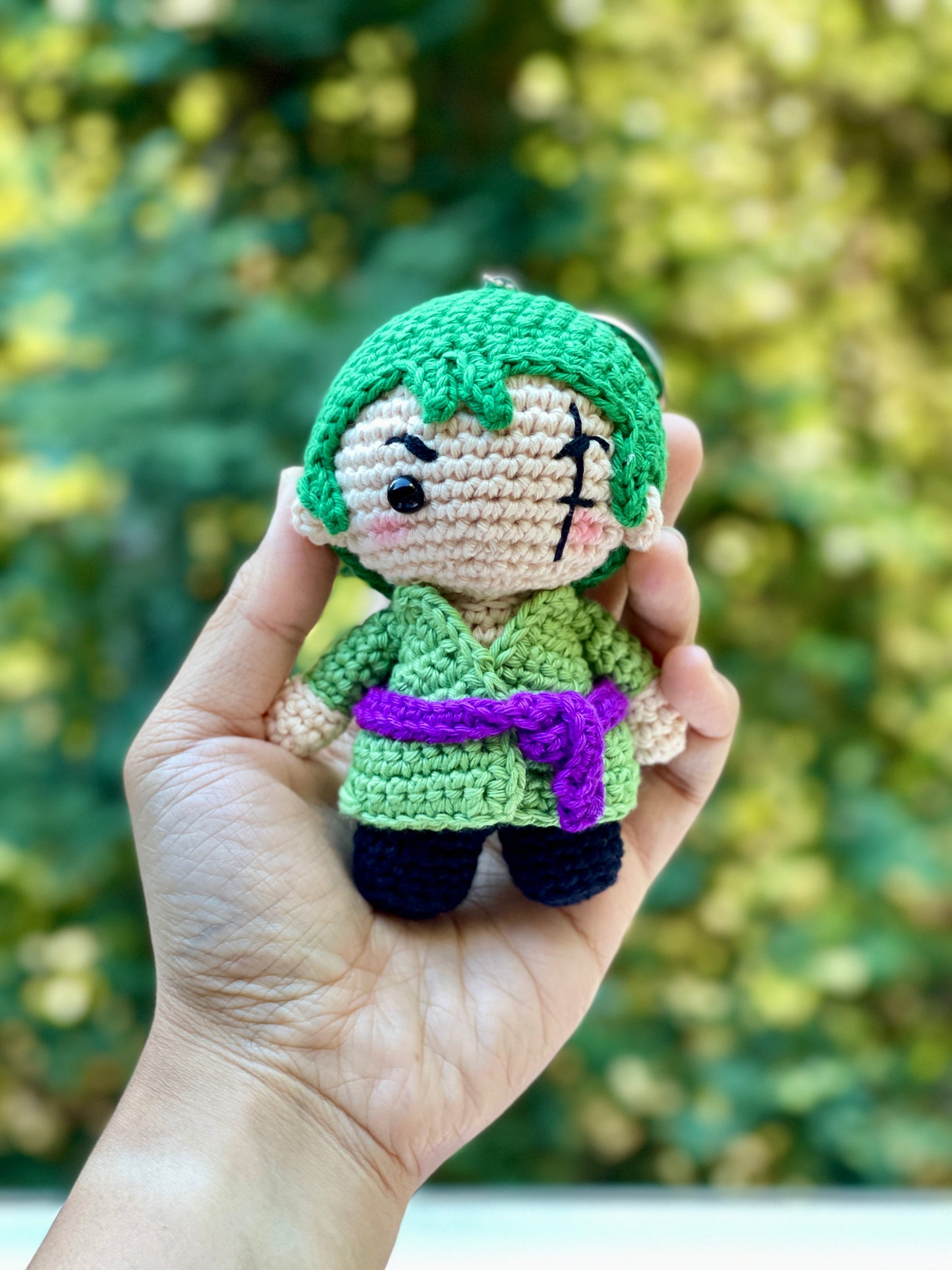 Zoro One Piece Crochet Doll Keychain