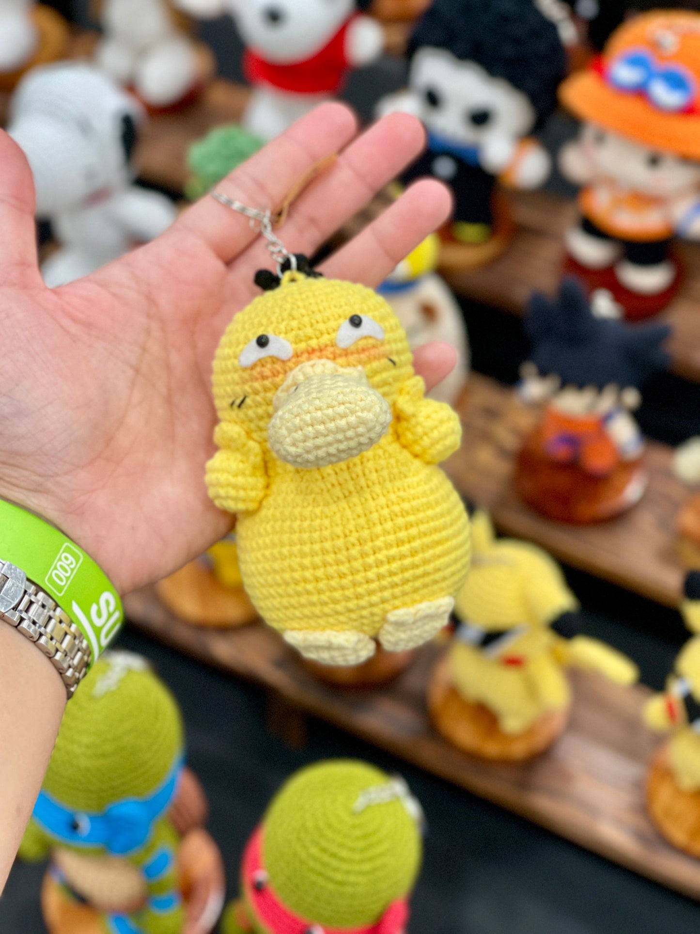 Shy Psyduck Crochet Keychain