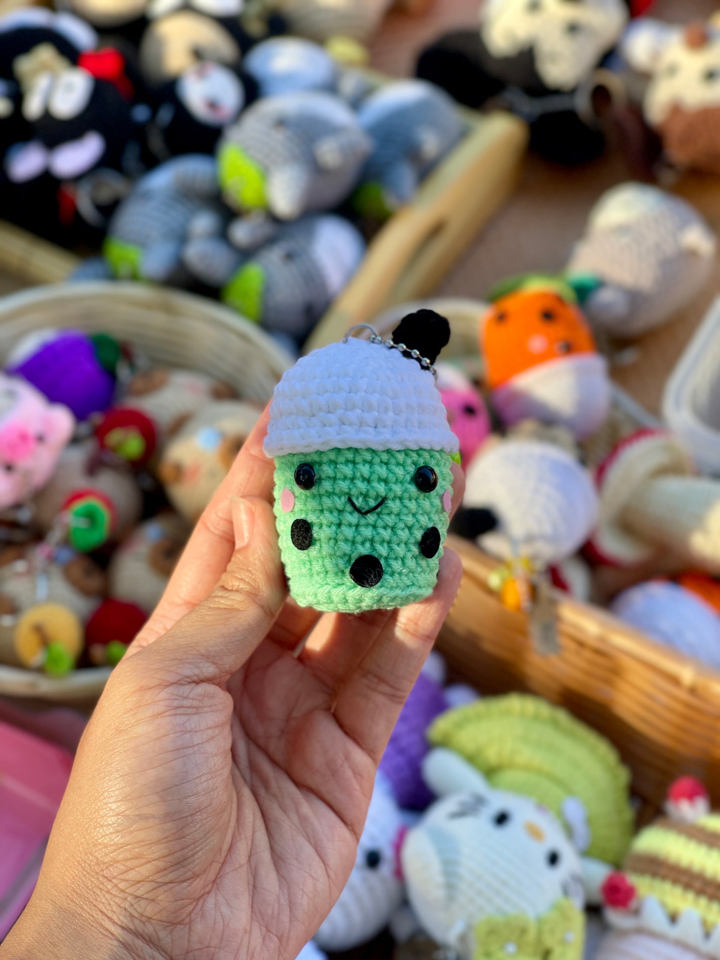Boba Tea Crochet Keychain