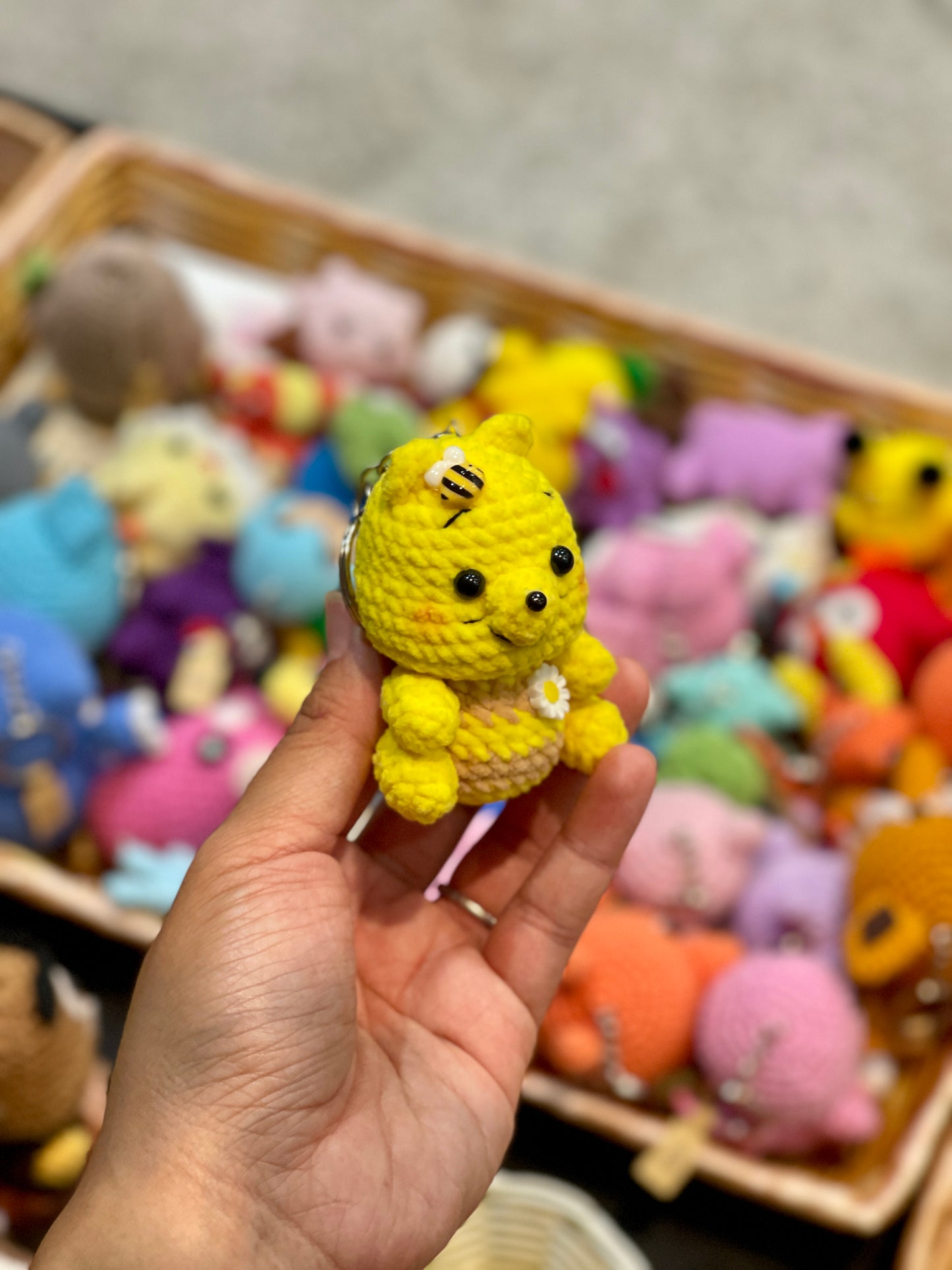 Pooh in Honey Jar Crochet Keychain