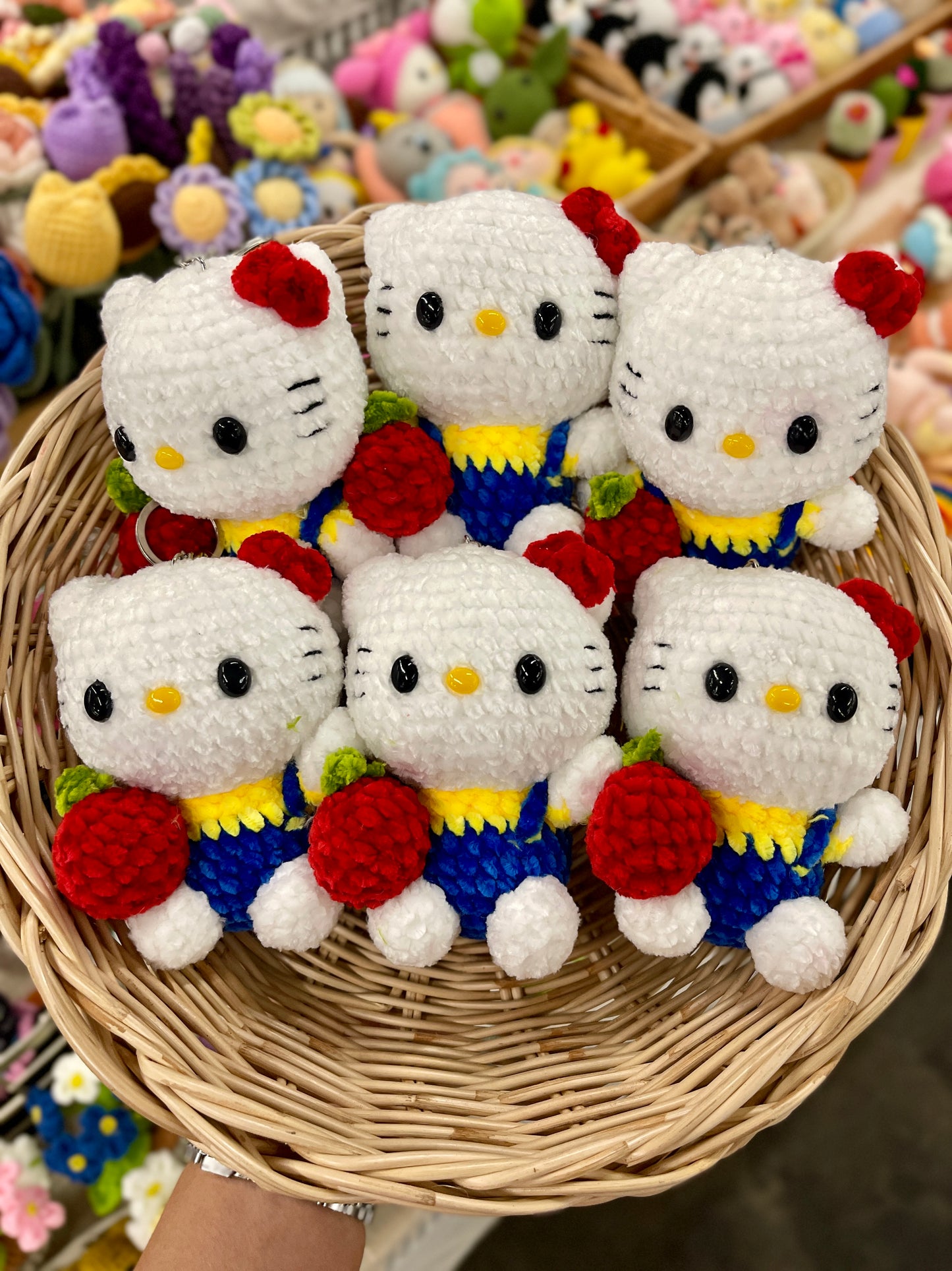 Hello Kitty with Apple Crochet Keychain