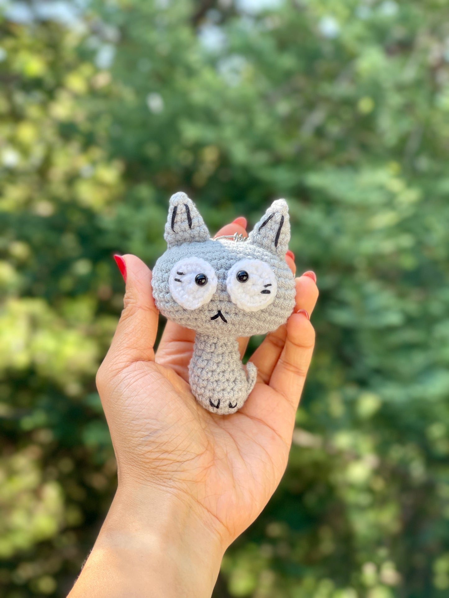 Spooky Cat Crocheted Keychain