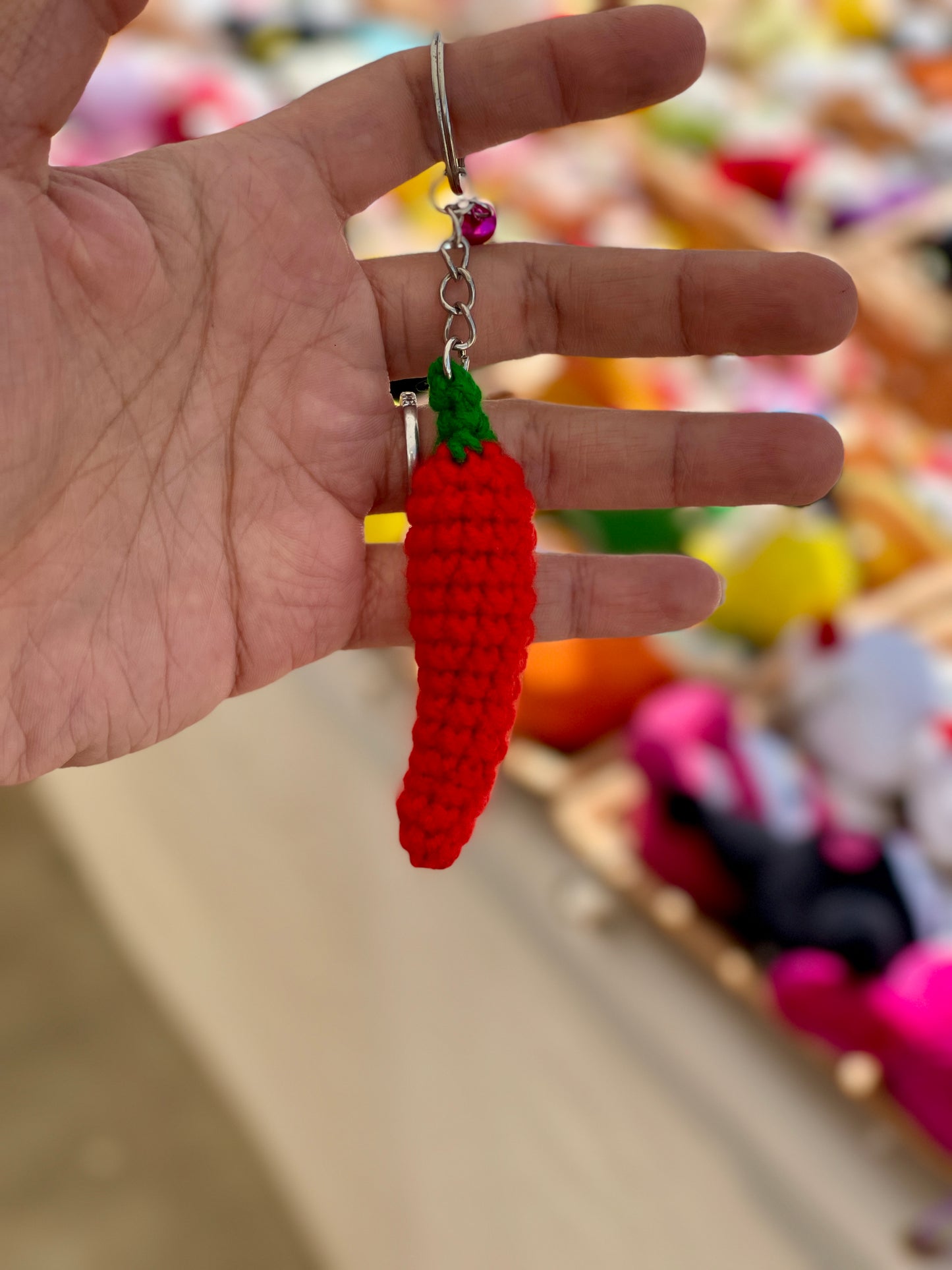 Spicy Red Thai Chili Crochet Keychain