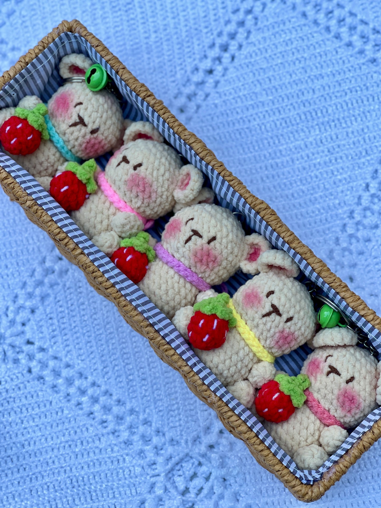 Baby Bear Strawberry Crochet Keychain