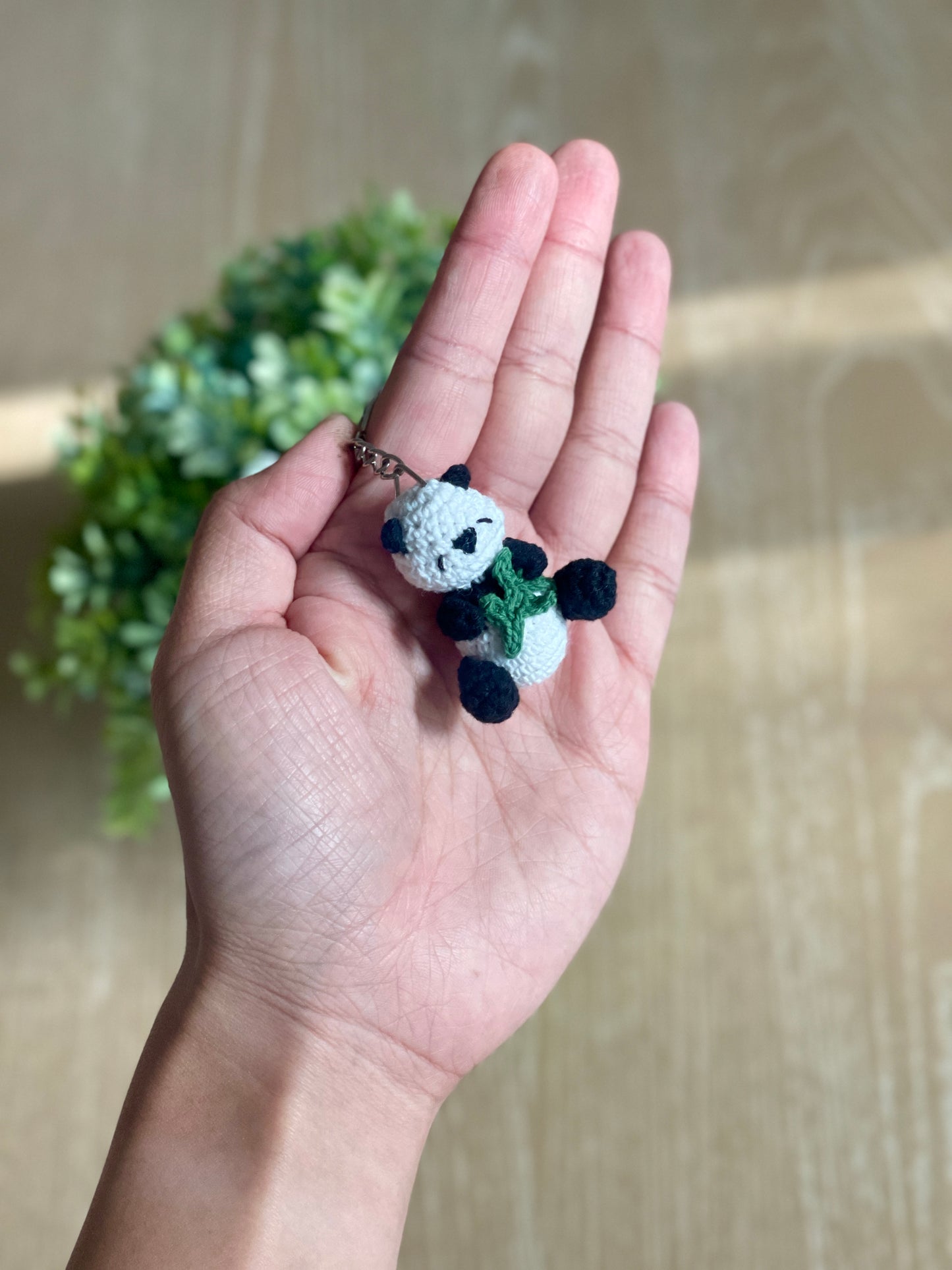 Tiny Panda Crochet Keychain