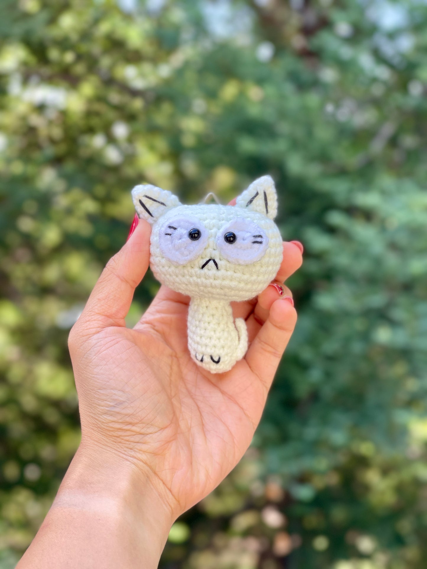 Spooky Cat Crocheted Keychain