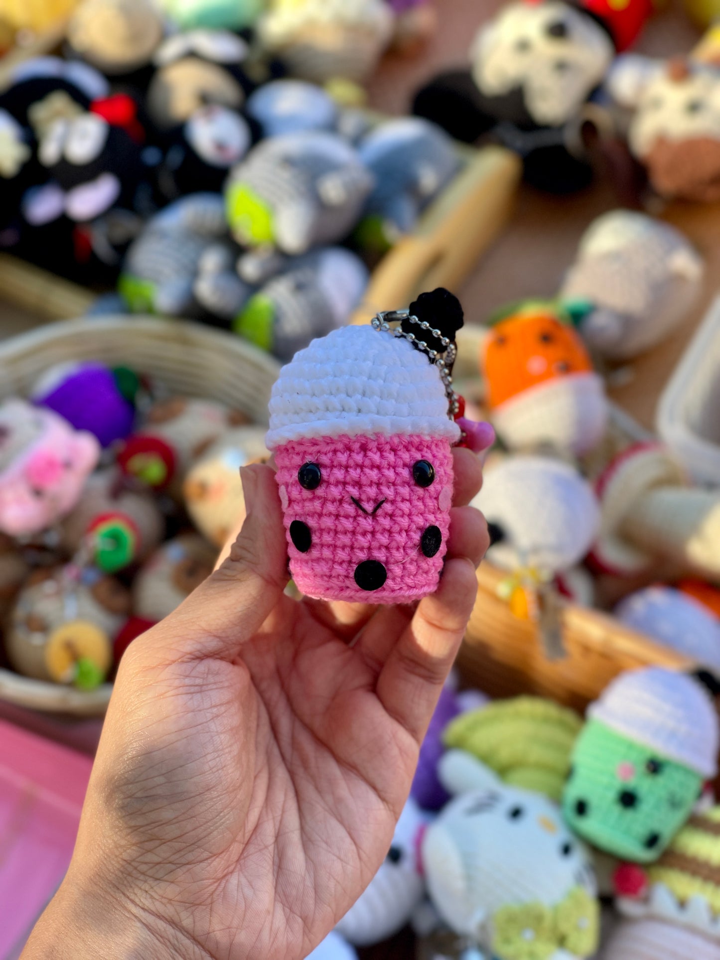 Boba Tea Crochet Keychain