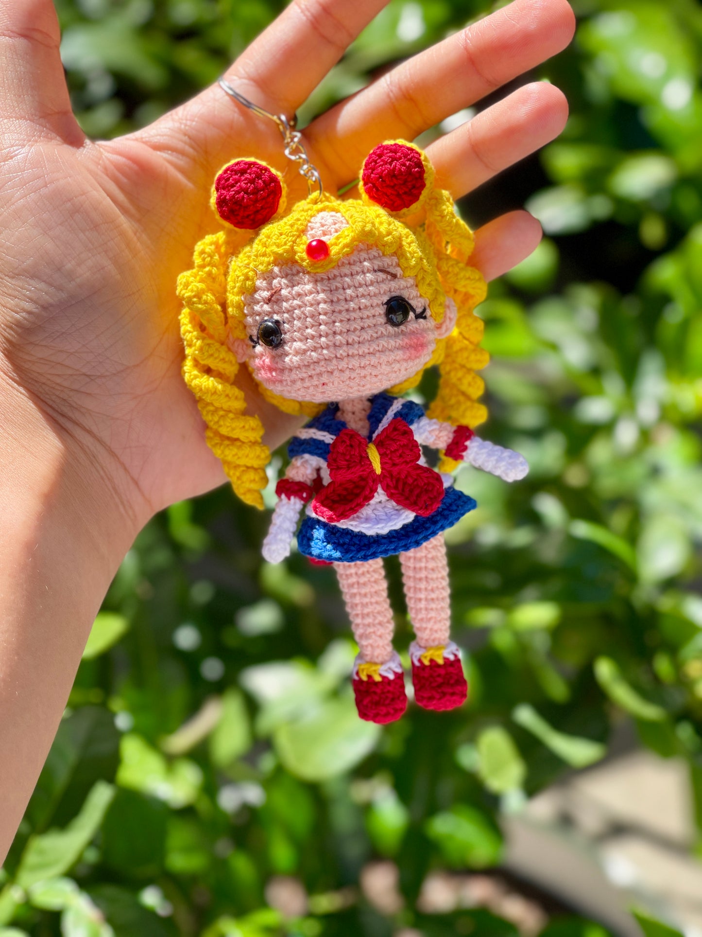 Sailor Moon with Cotton Tread Crochet Keychain