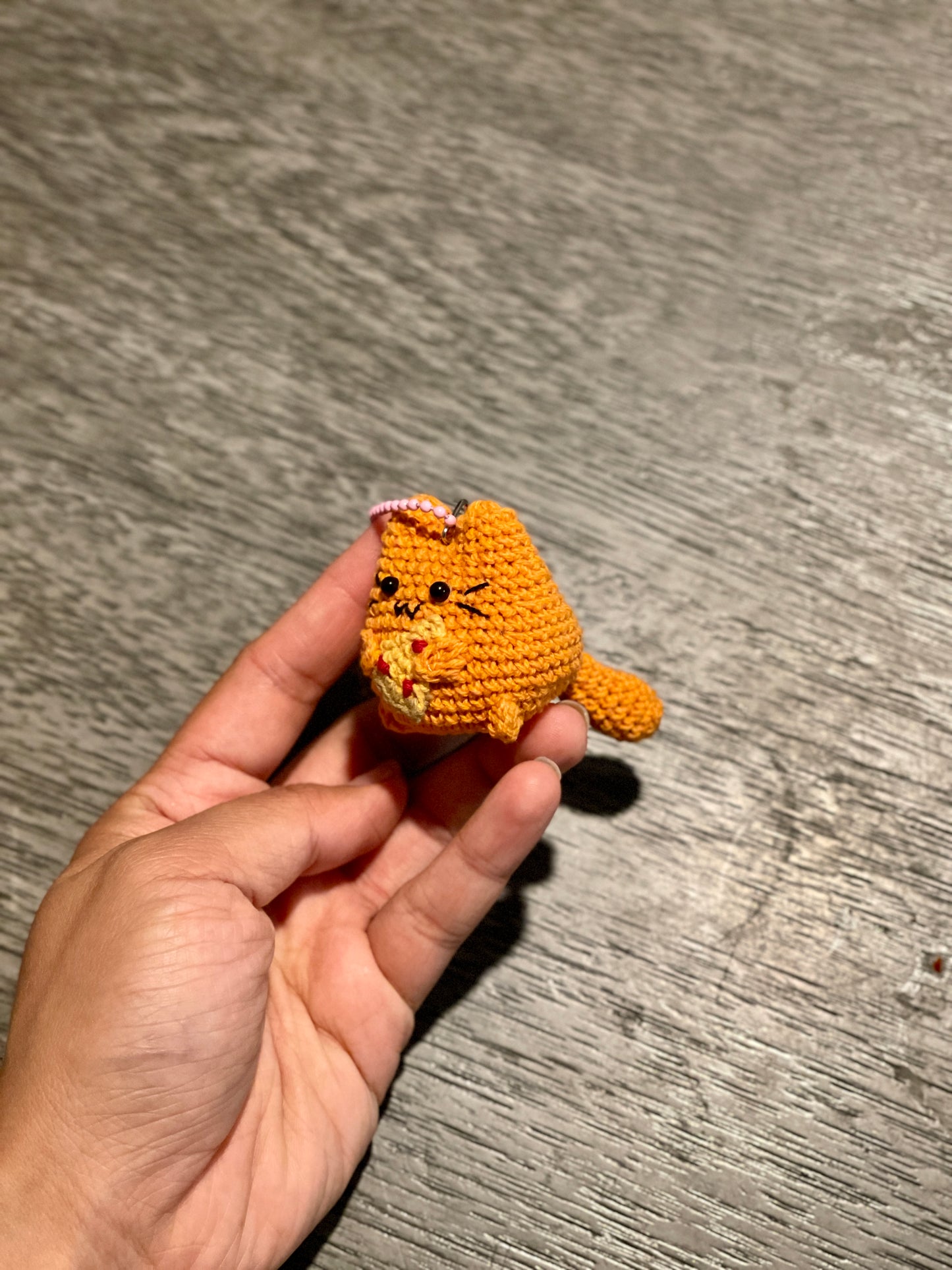 Pizza Cat Crochet Keychain