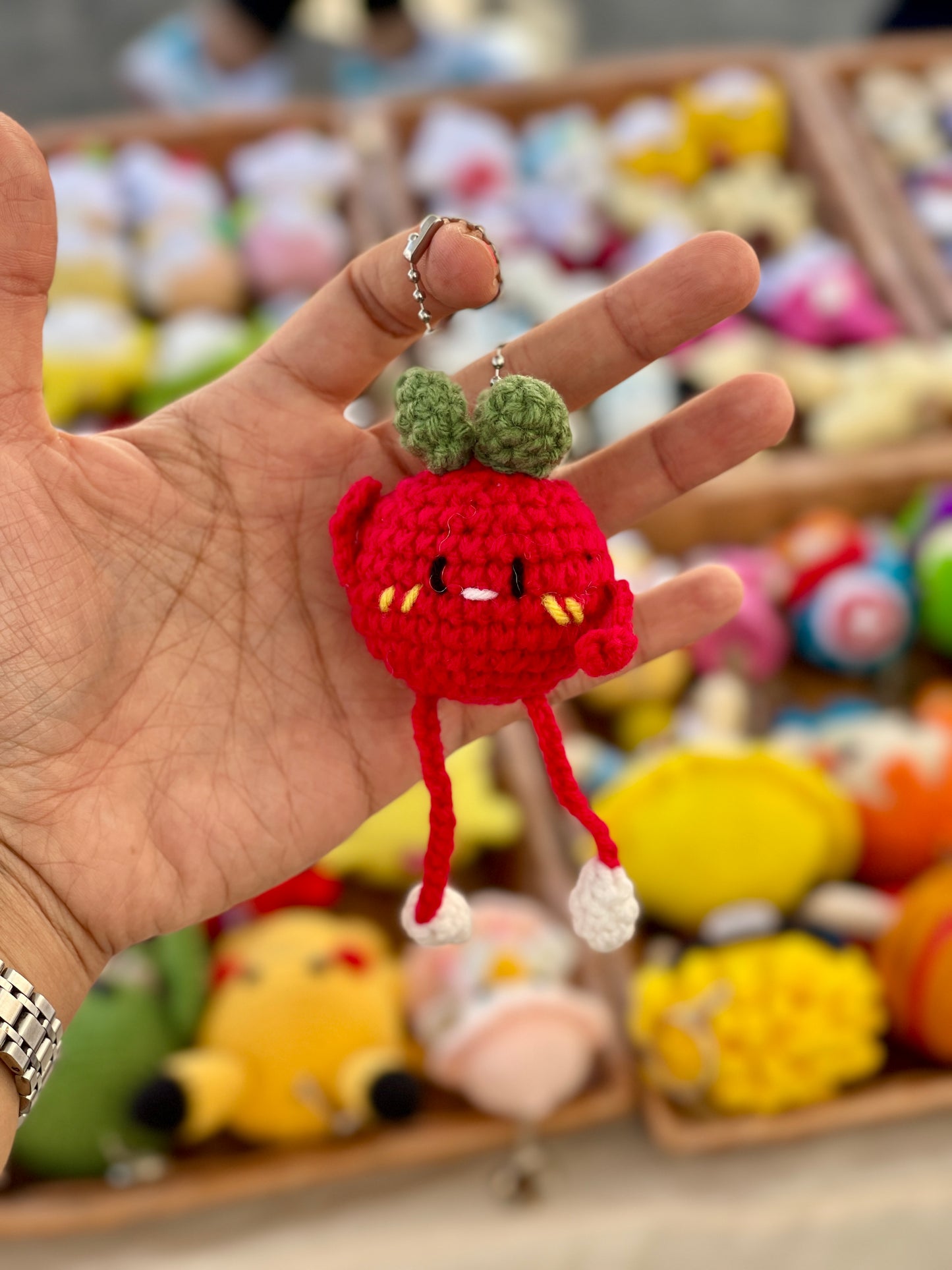 Friendly Tomato Crochet Keychain
