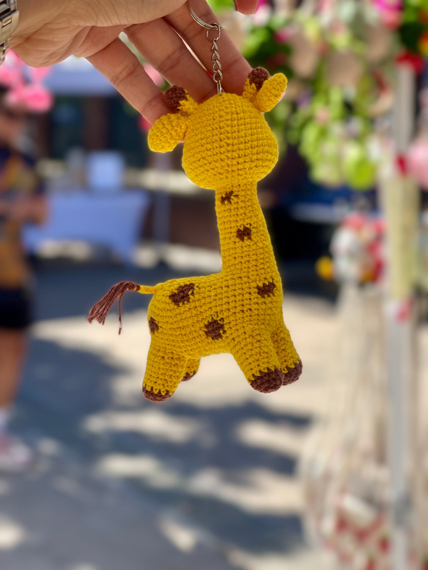 Cheerful Baby Giraffe Crochet Keychain