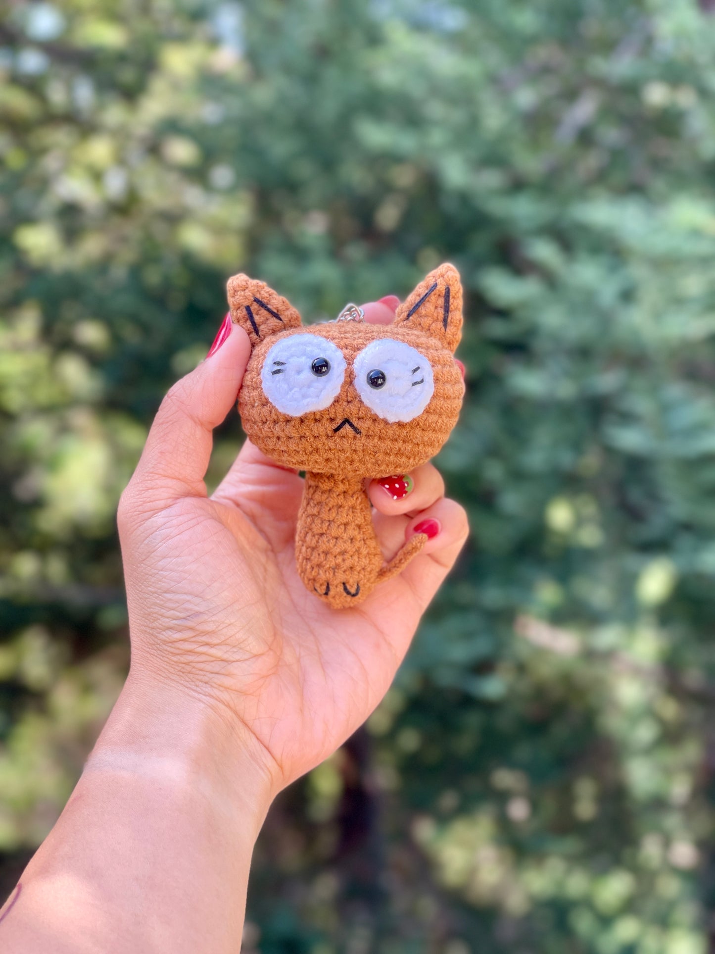 Spooky Cat Crocheted Keychain