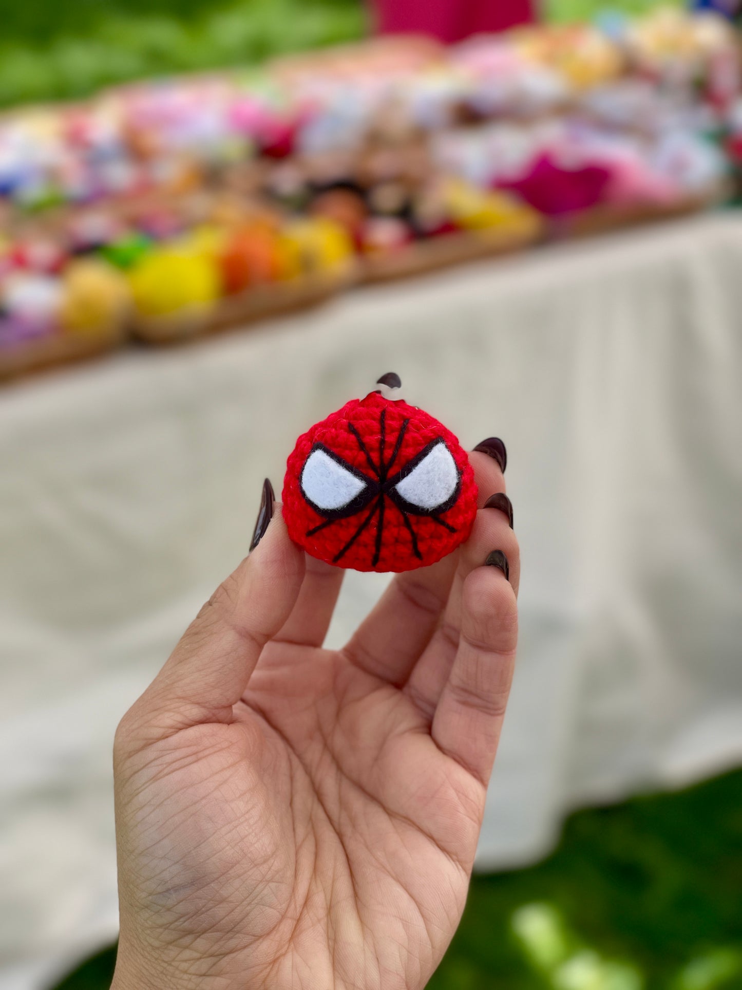Spiderman Head Crochet Keychain
