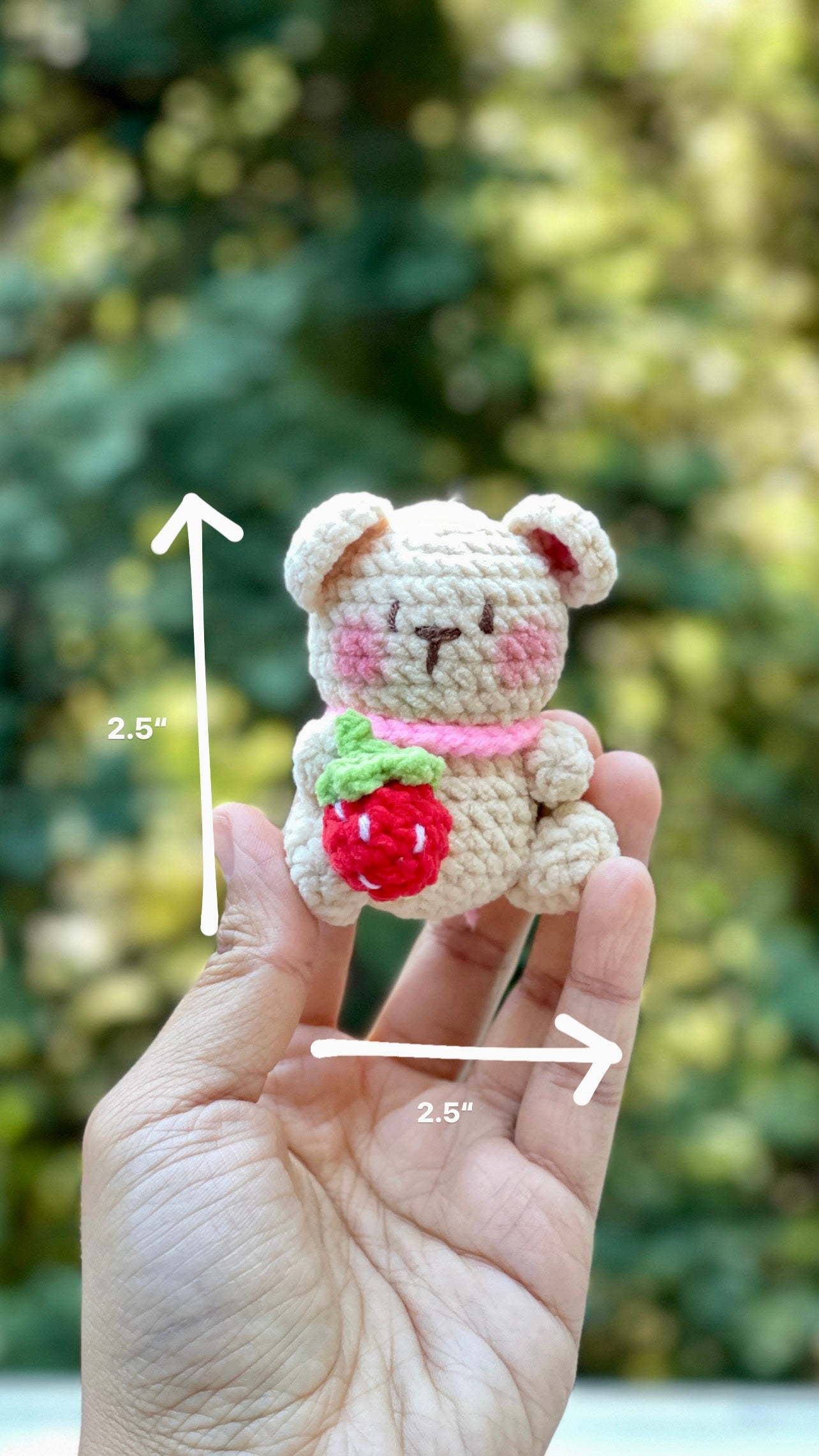 Baby Bear Strawberry Crochet Keychain