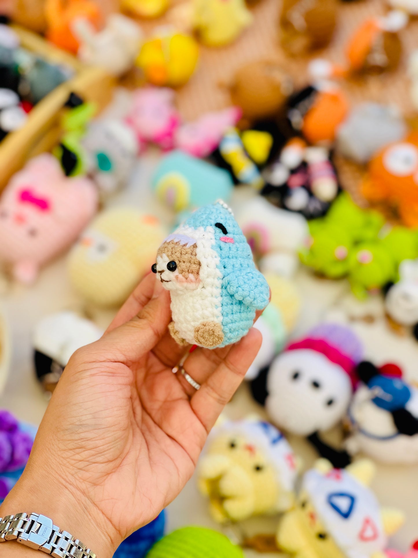 Cat Shark Crochet Keychain