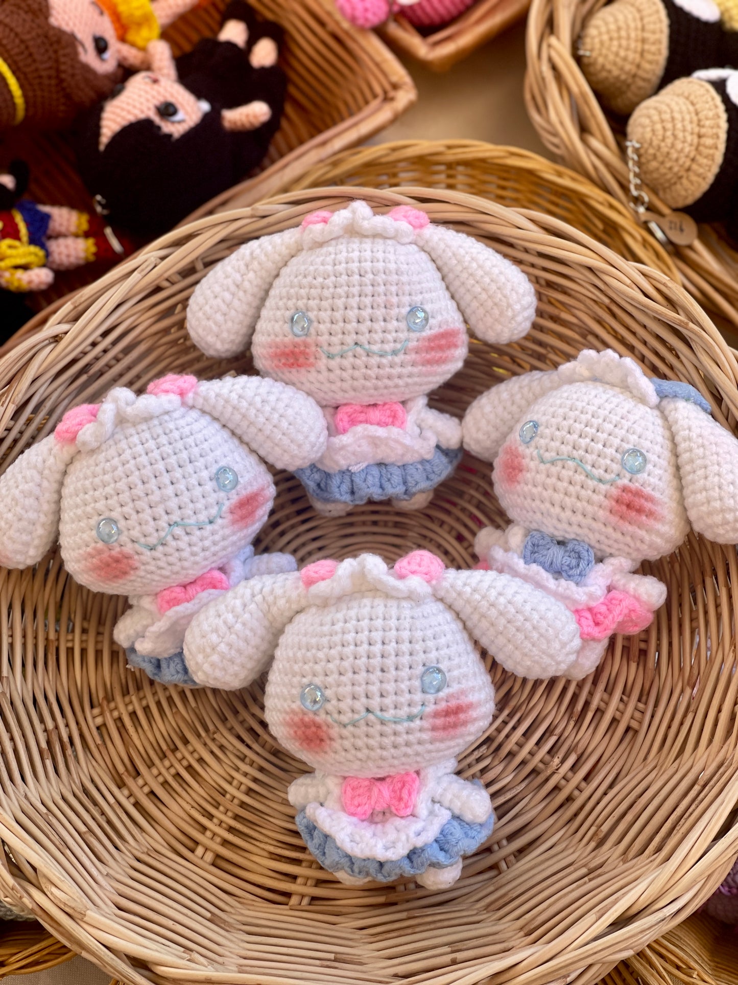 Happy Cinnamoroll Crochet Doll Keychain