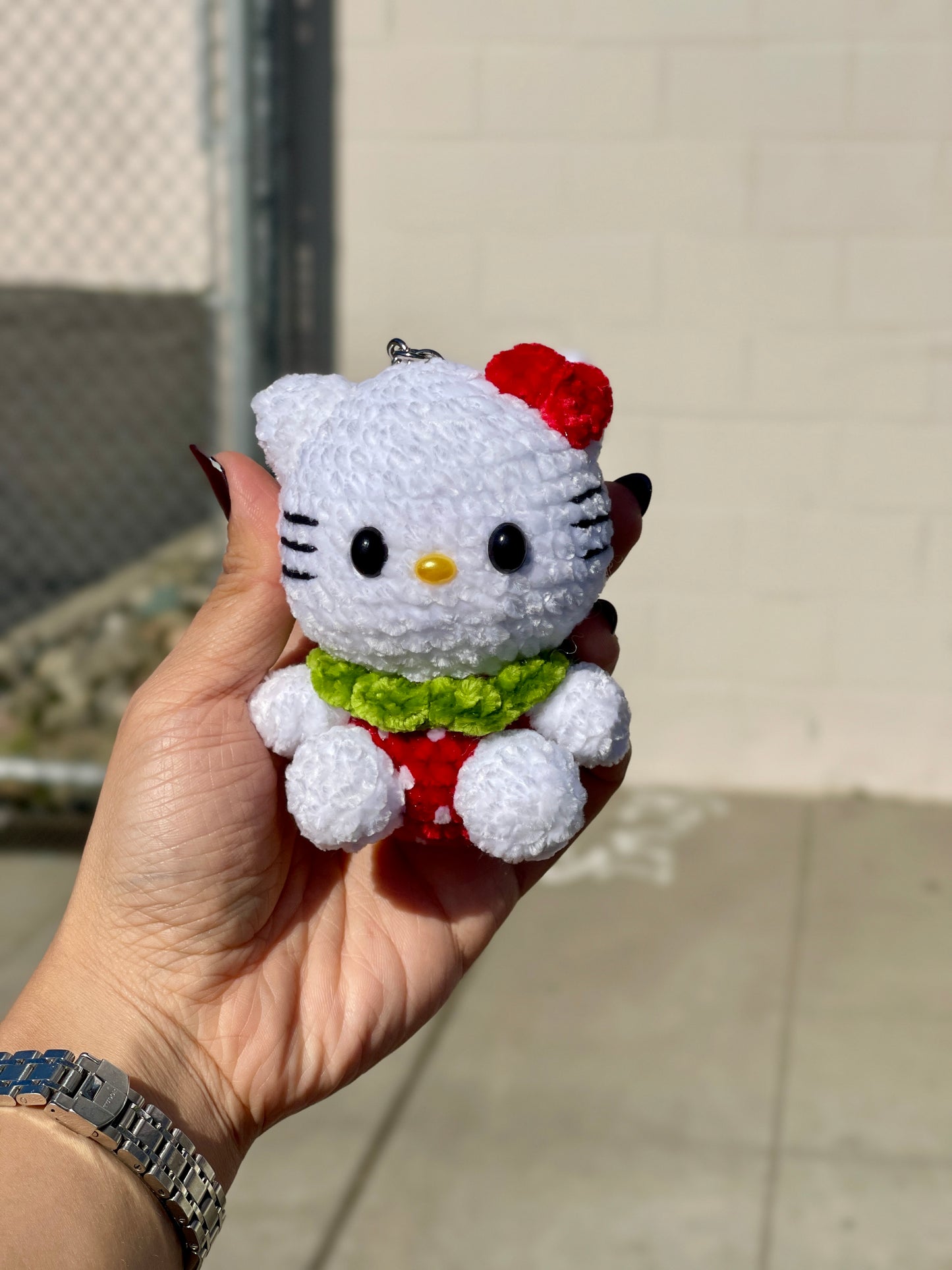 Hello Kitty in Strawberry Crochet Keychain