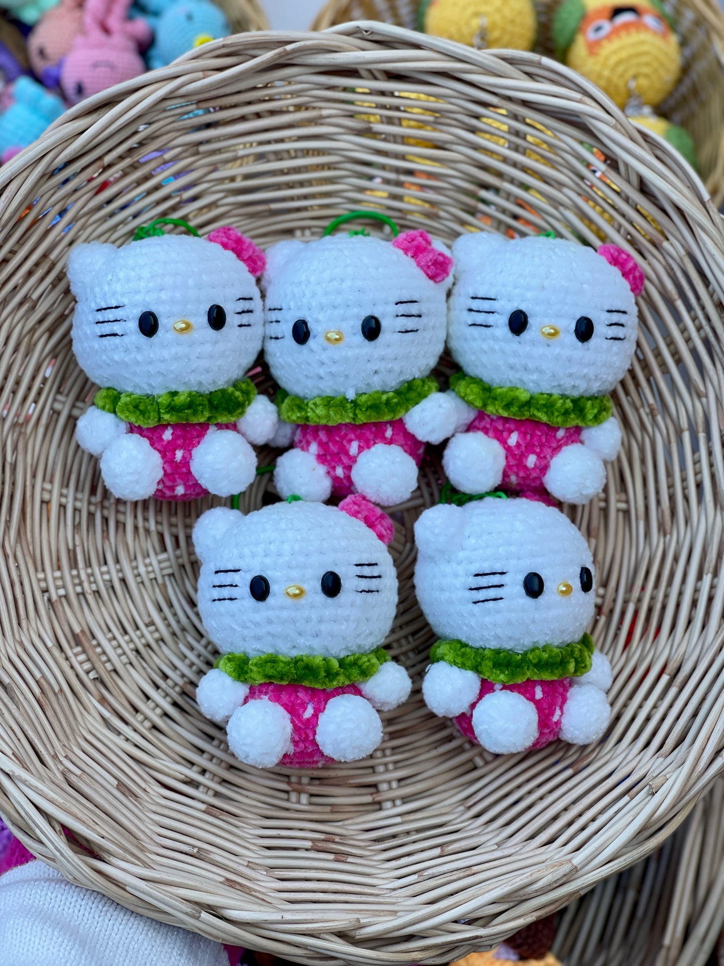 Hello Kitty in Strawberry Crochet Keychain