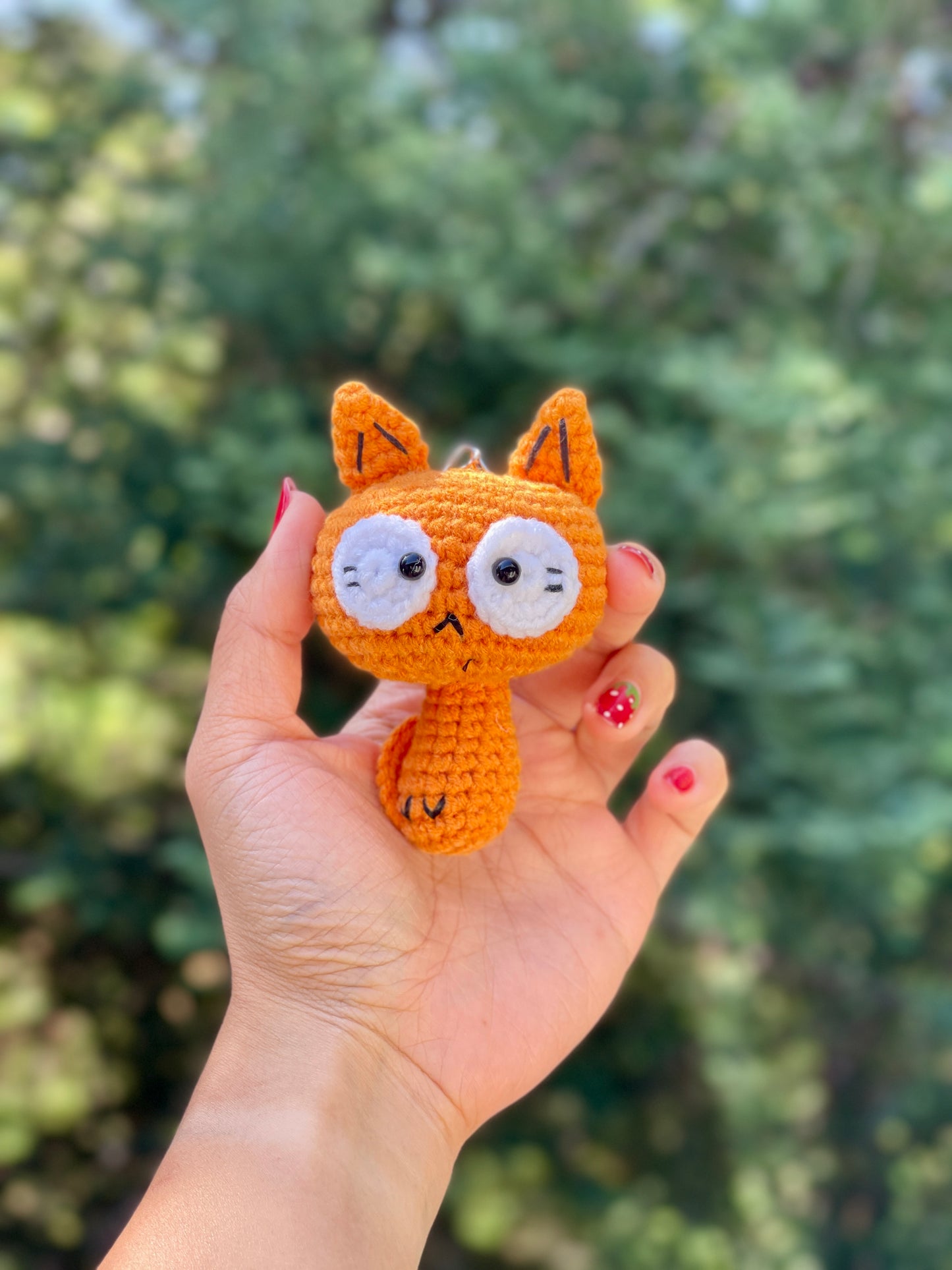Spooky Cat Crocheted Keychain