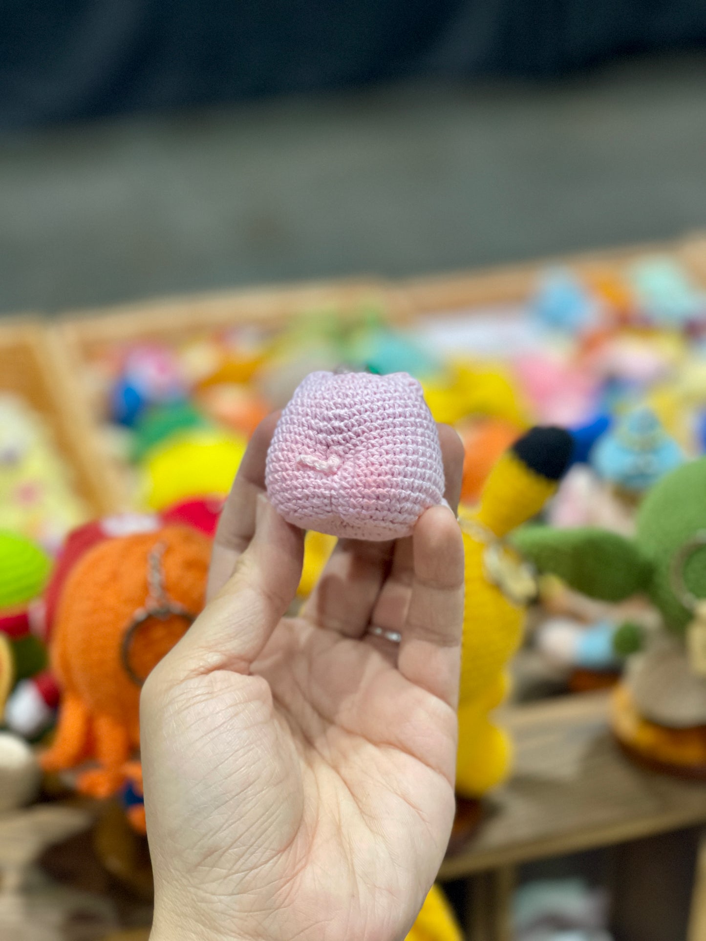 Cheek Up Piggy Crochet Keychain