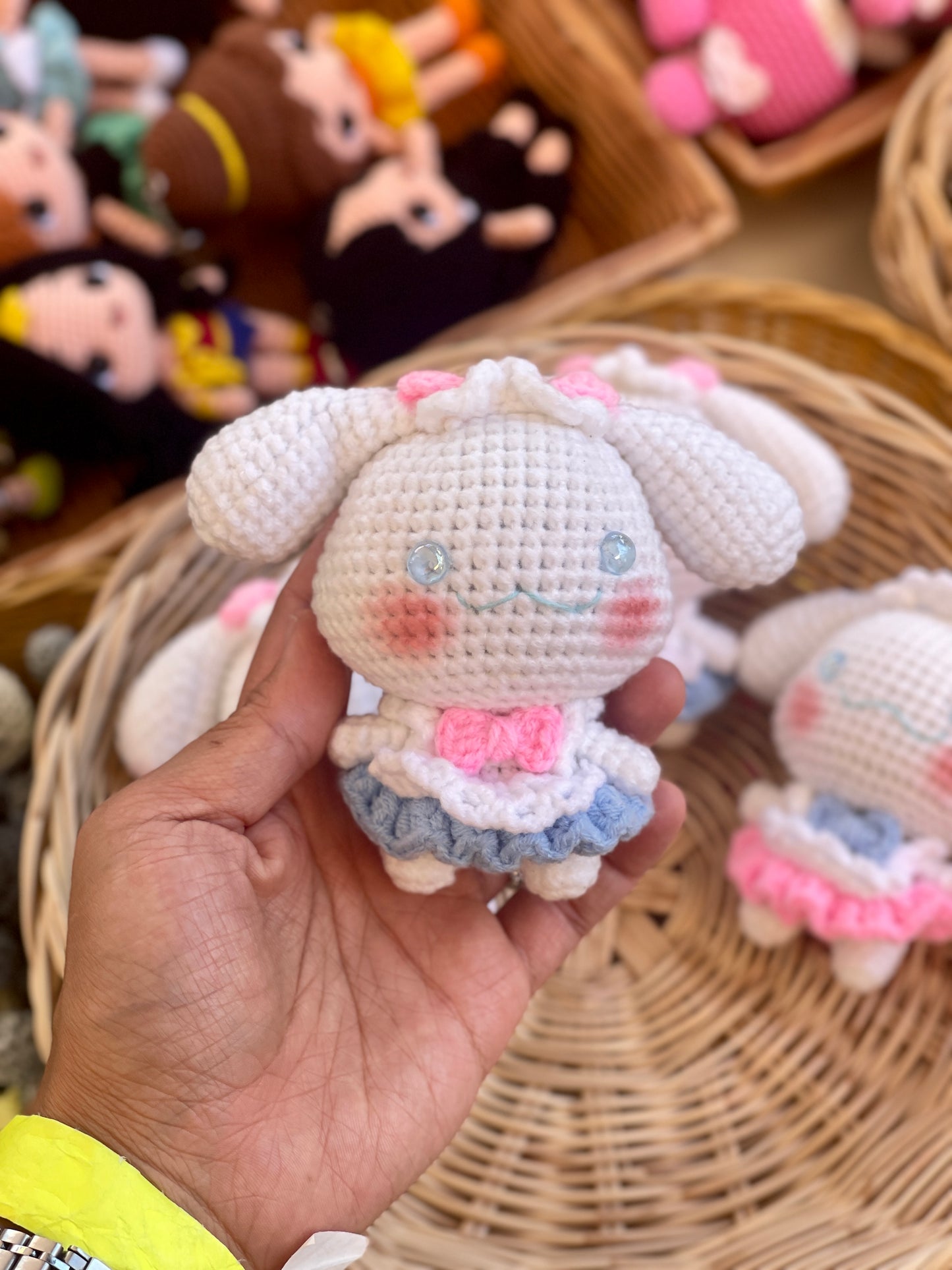 Happy Cinnamoroll Crochet Doll Keychain
