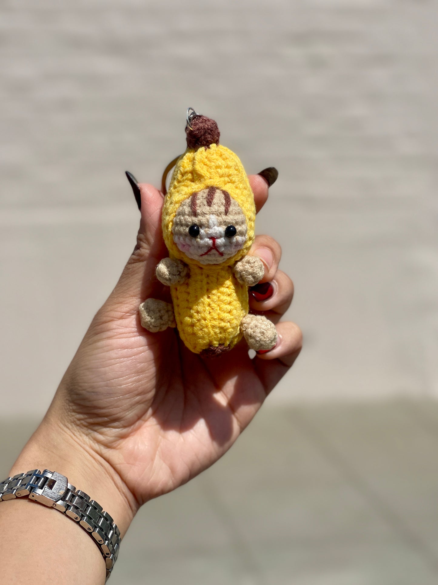 Banana Cat Crochet Keychain