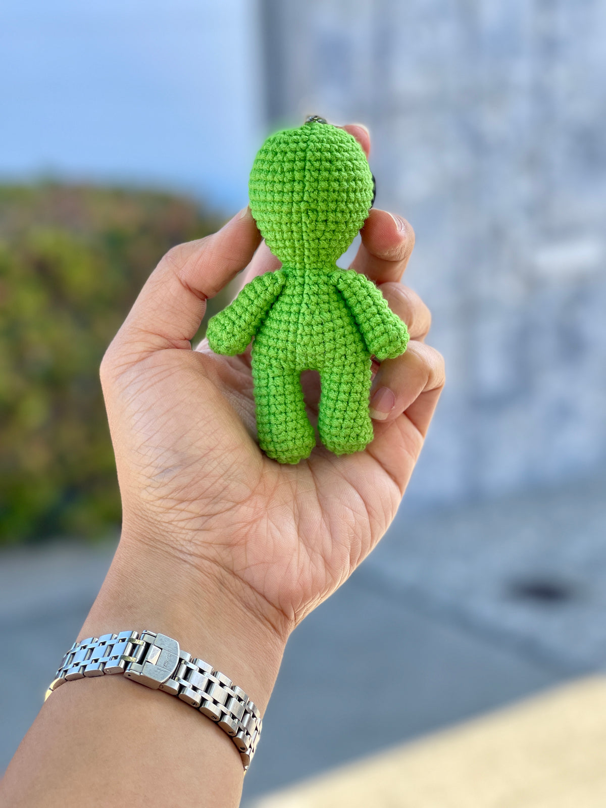 Alien Crochet Keychain