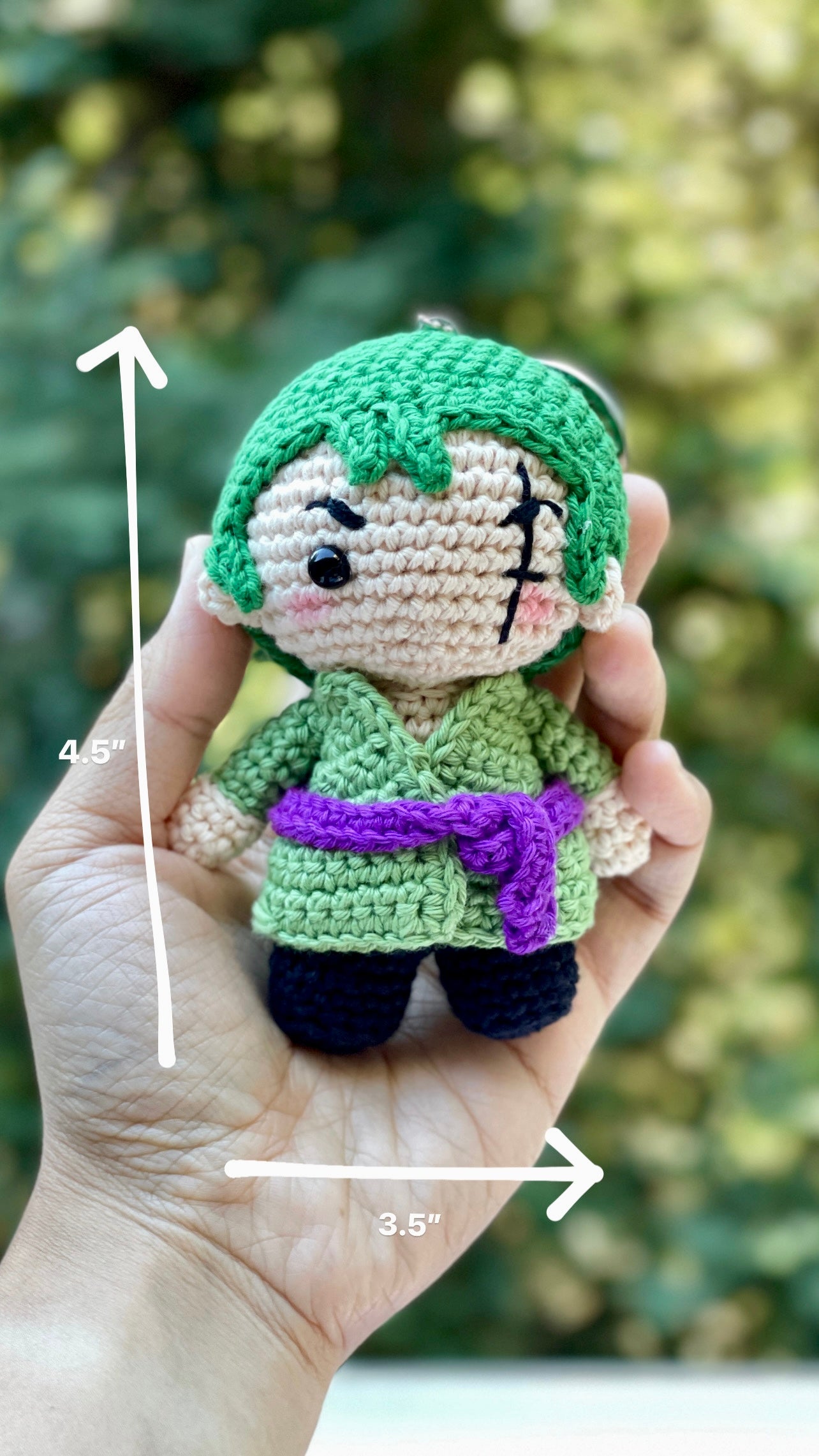 Zoro One Piece Crochet Doll Keychain