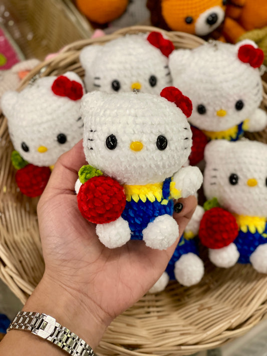Hello Kitty with Apple Crochet Keychain
