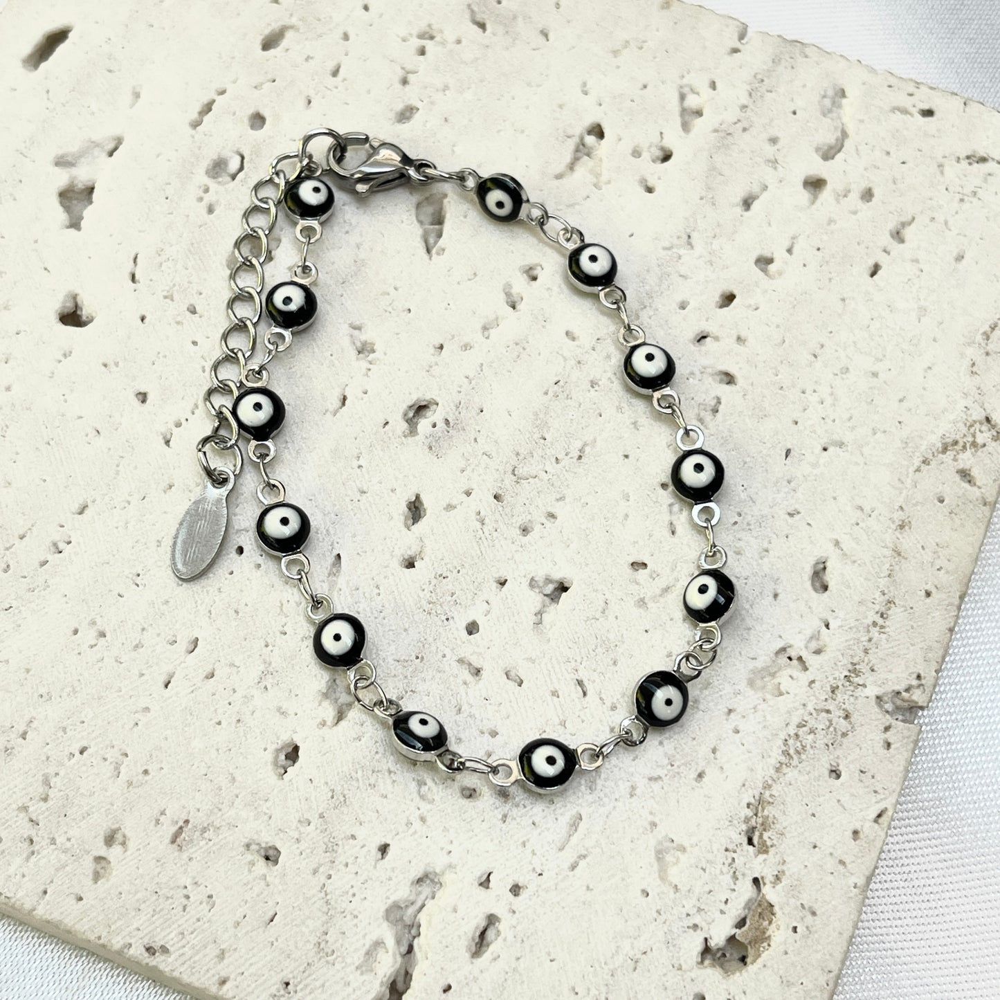 Evil Eye 4 mm Silver Chain Bracelet