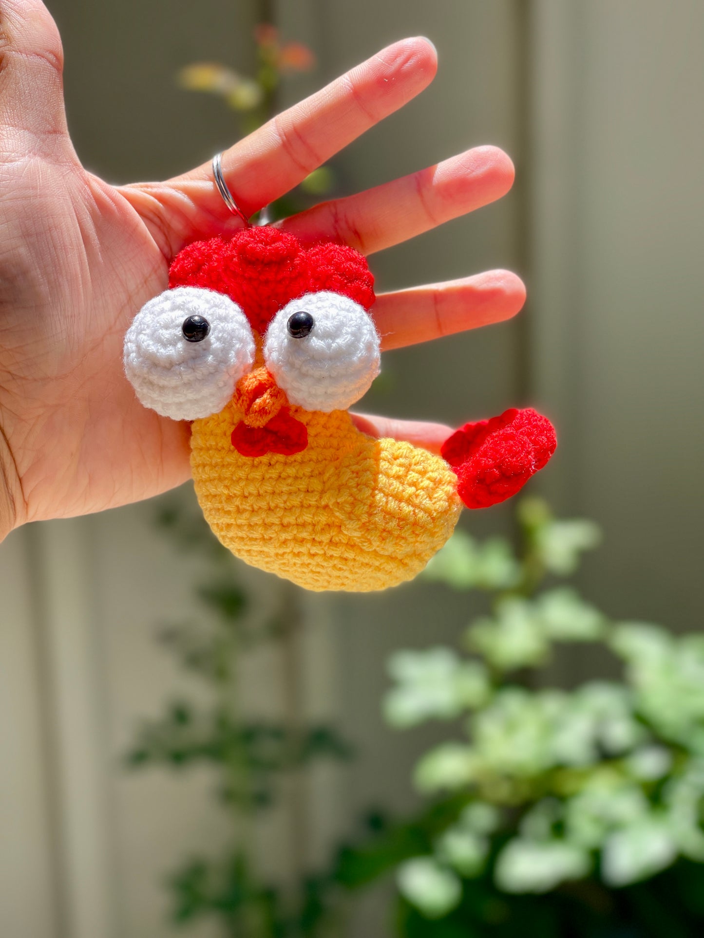 Surprised Chicken Crochet Keychain