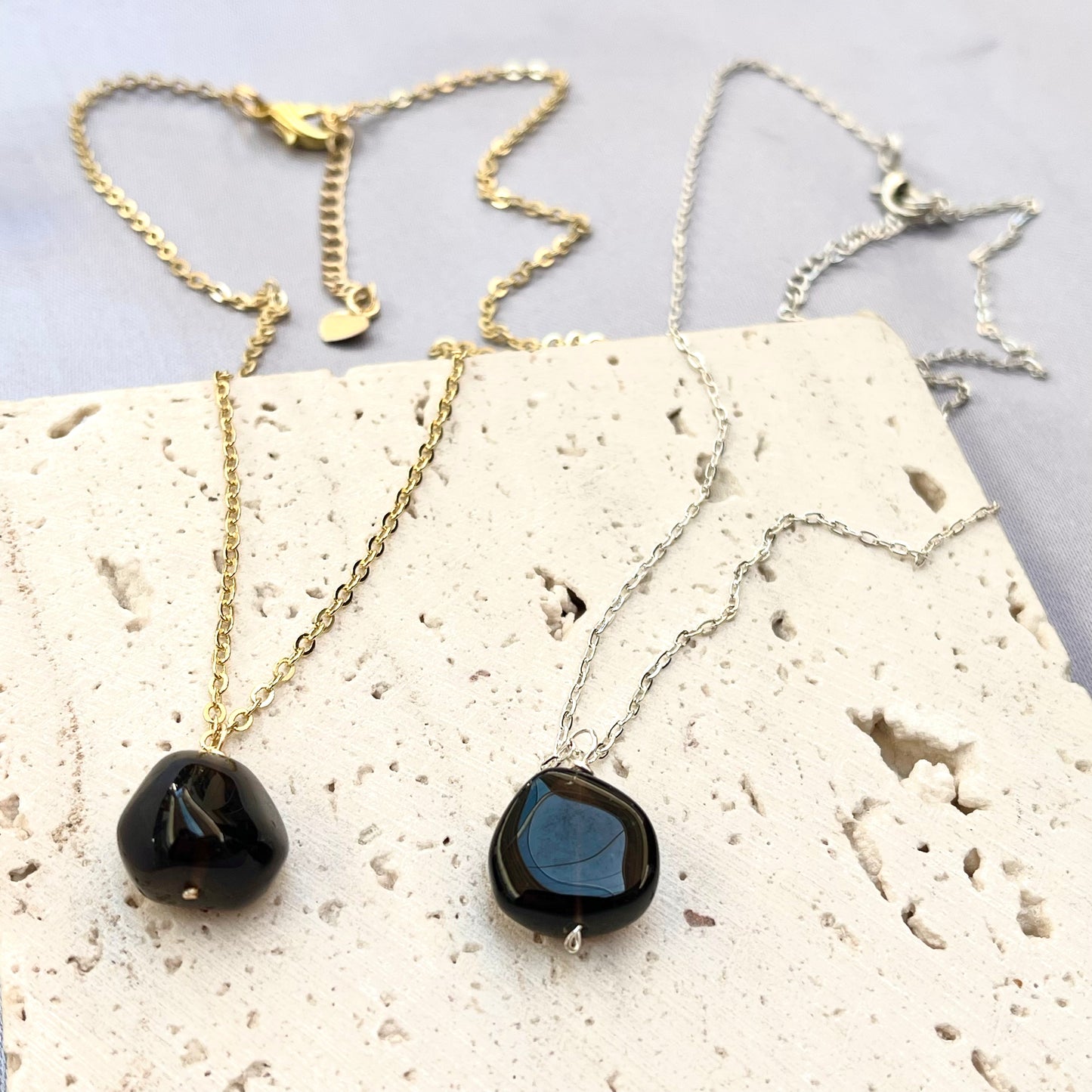 Black Agate Pendant Necklace