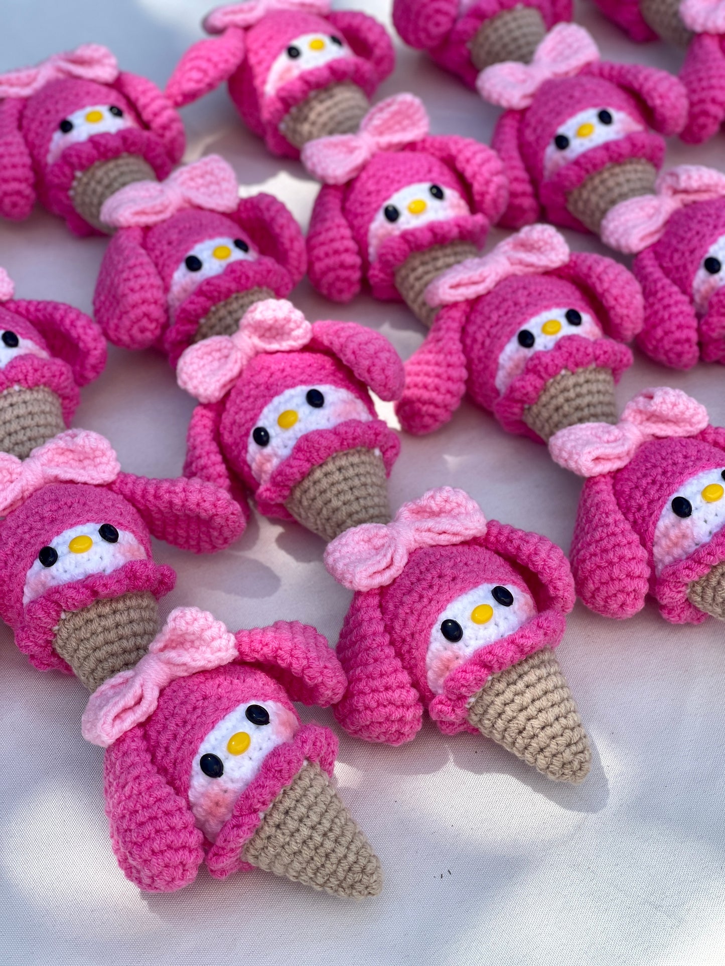 My Melody Ice Cream Cone Crochet Keychain