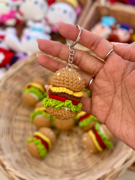Burger Crochet Keychain