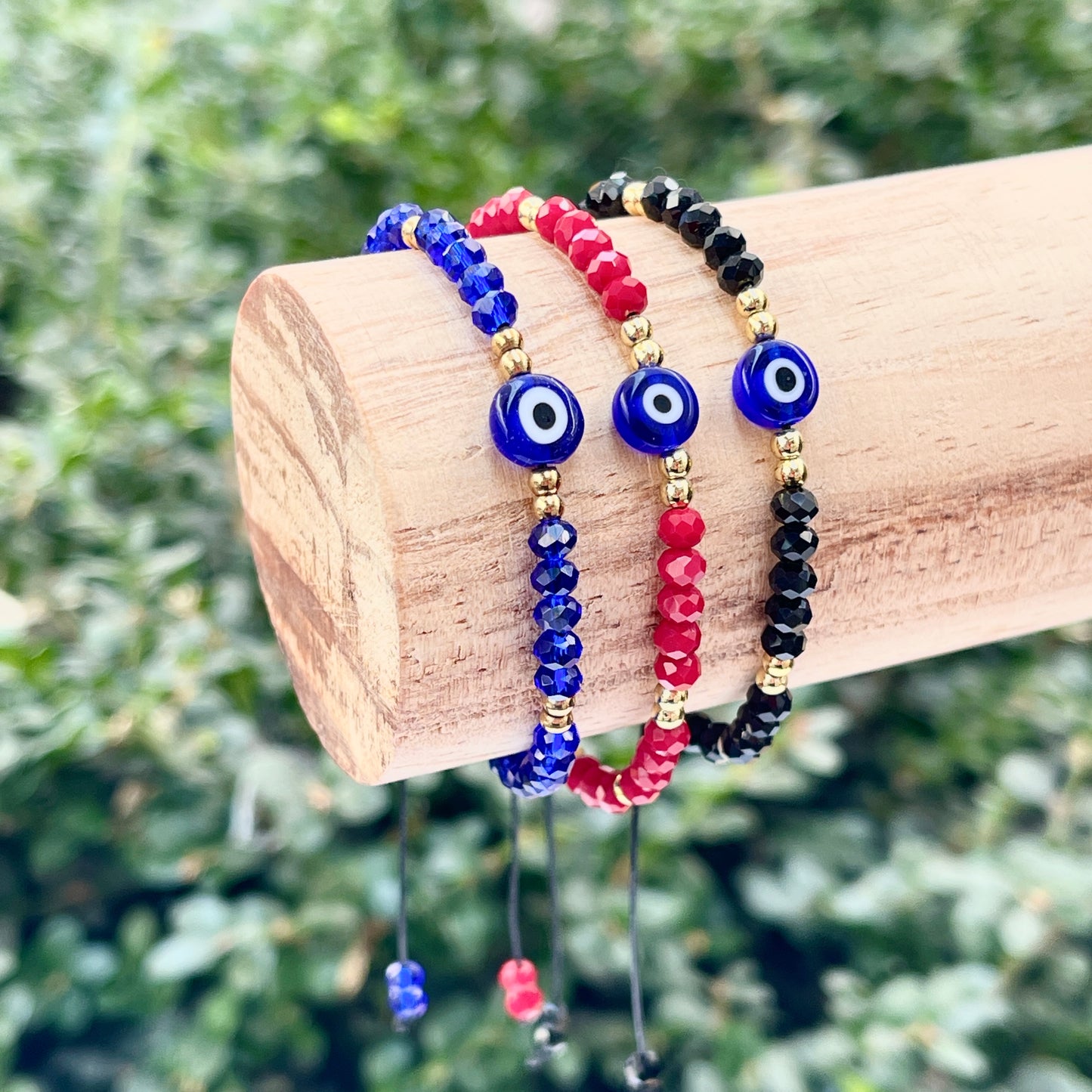 Evil Eye + Crystal Glass Bead Bracelet