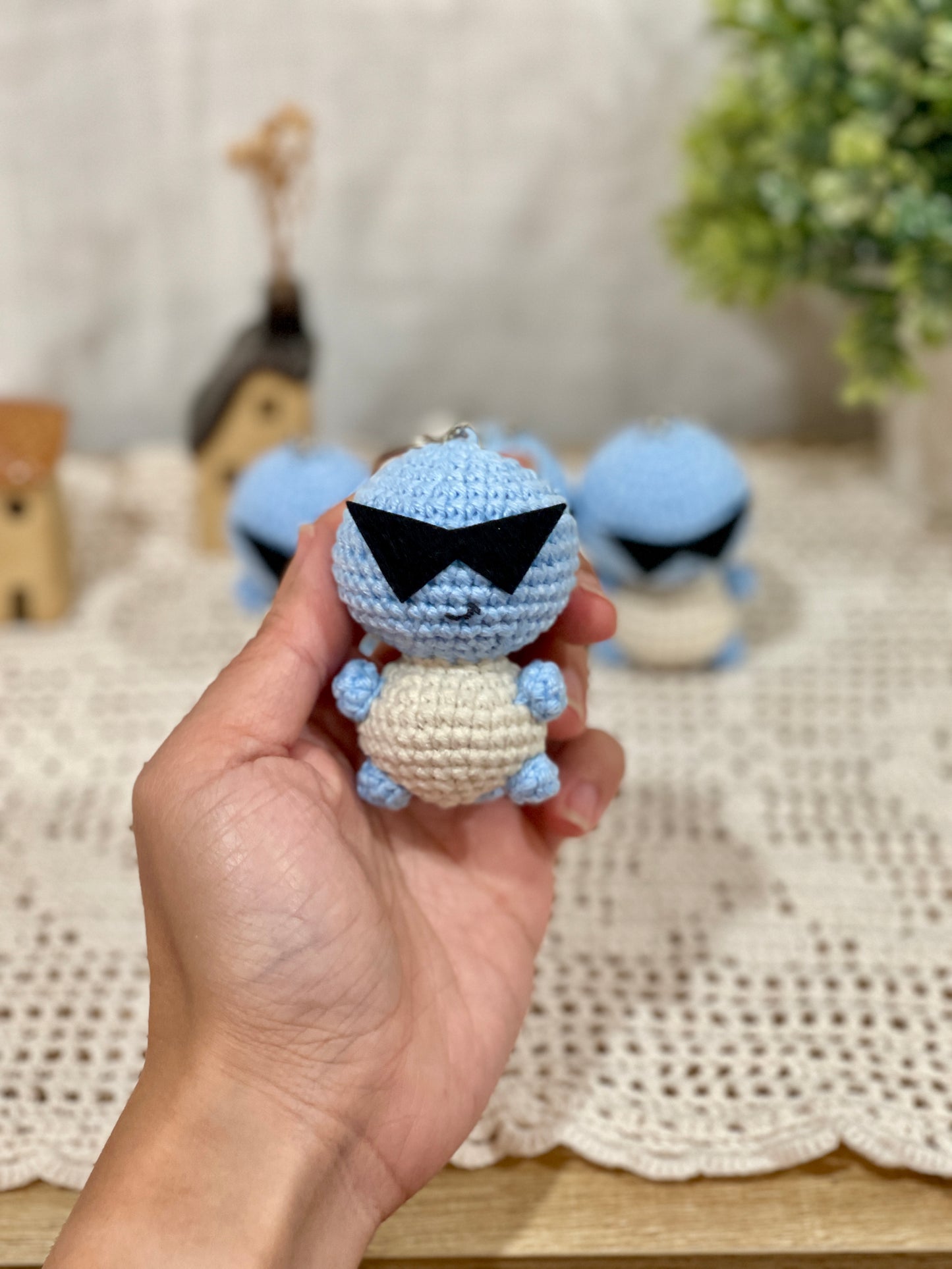 Squirtle with Sunglasses Crochet Keychain