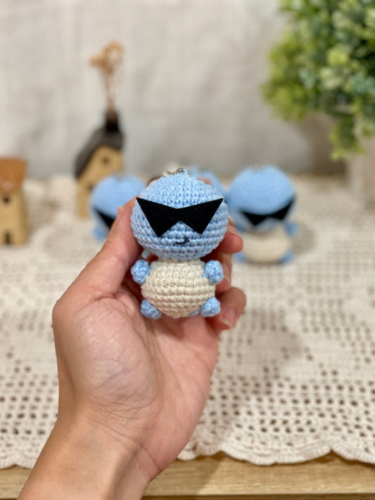 Squirtle with Sunglasses Crochet Keychain