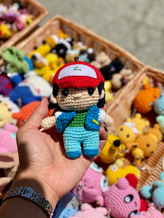 Ash Pokemon Crochet Keychain
