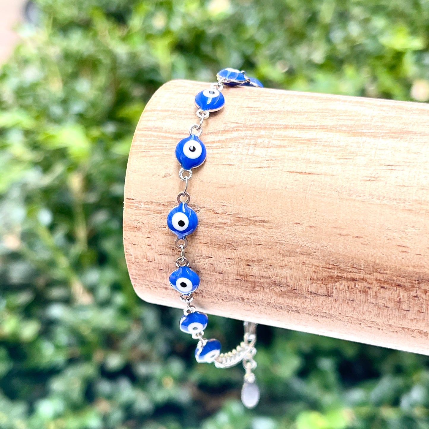 Evil Eye 6 mm Silver Chain Bracelet