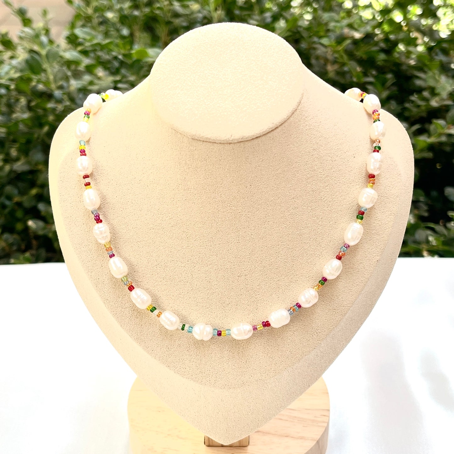 Rainbow + Pearl Choker Necklace