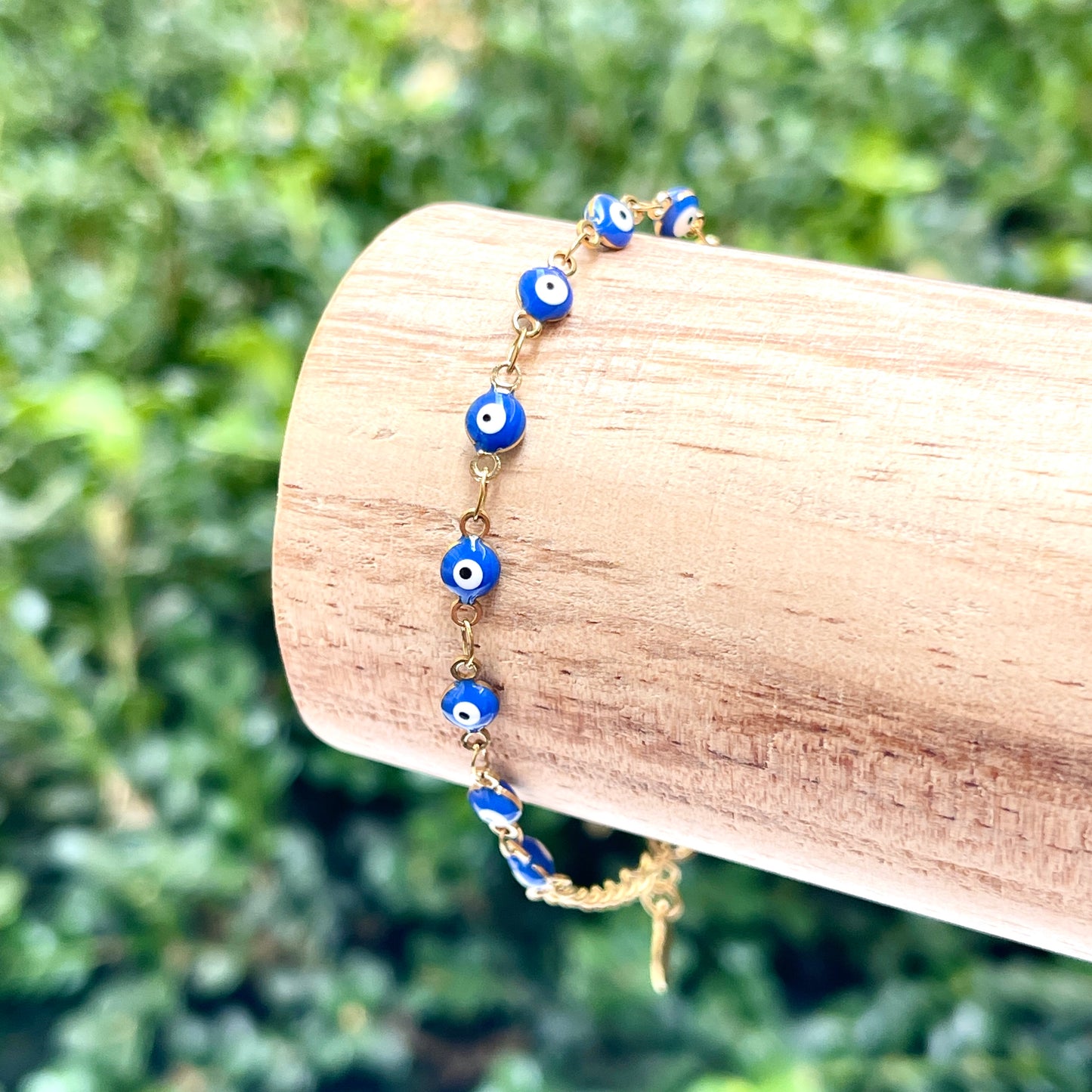 Evil Eye 4 mm Gold Chain Bracelet