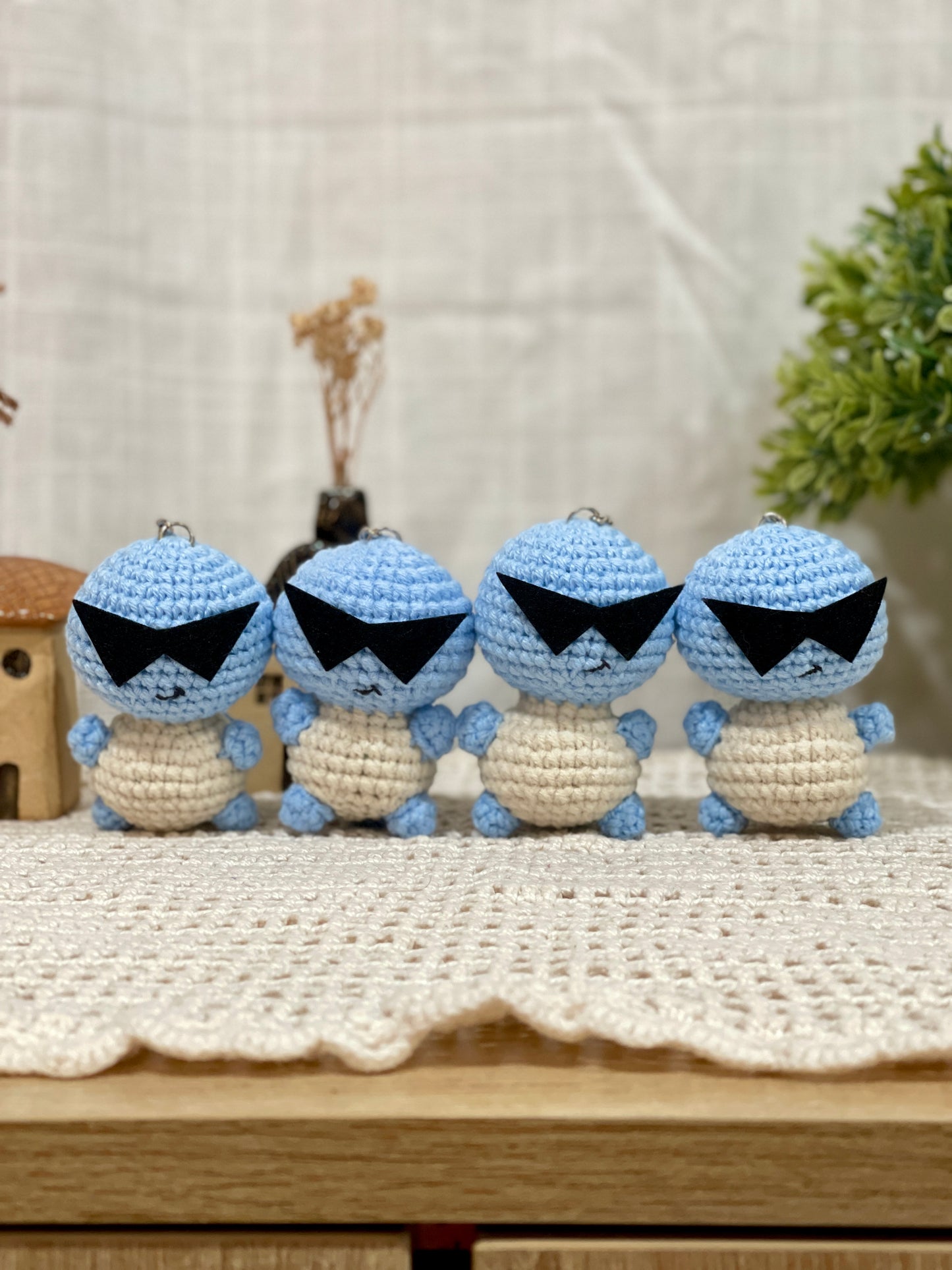 Squirtle with Sunglasses Crochet Keychain