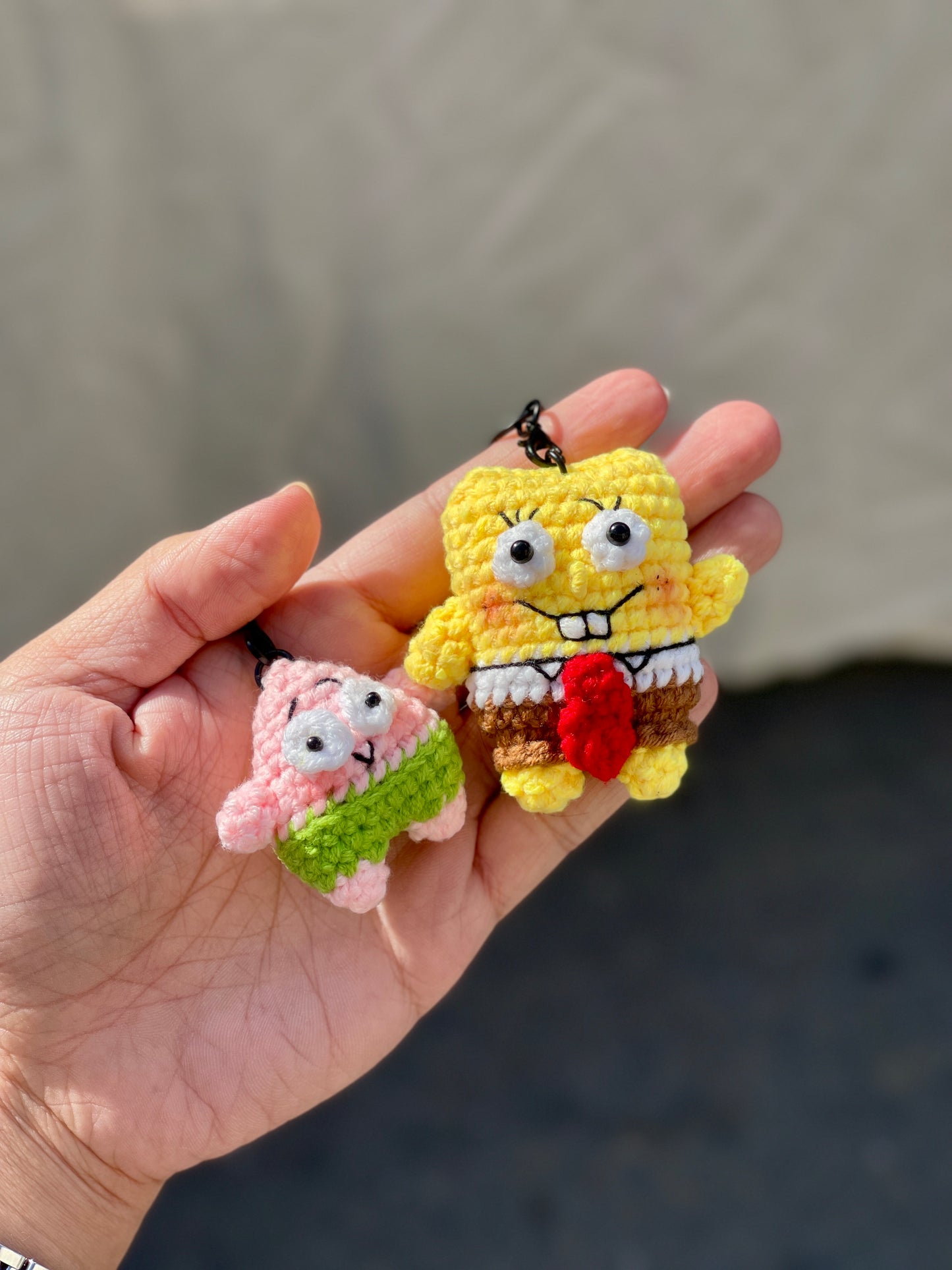 SpongeBob & Patrick Star Crochet Keychain