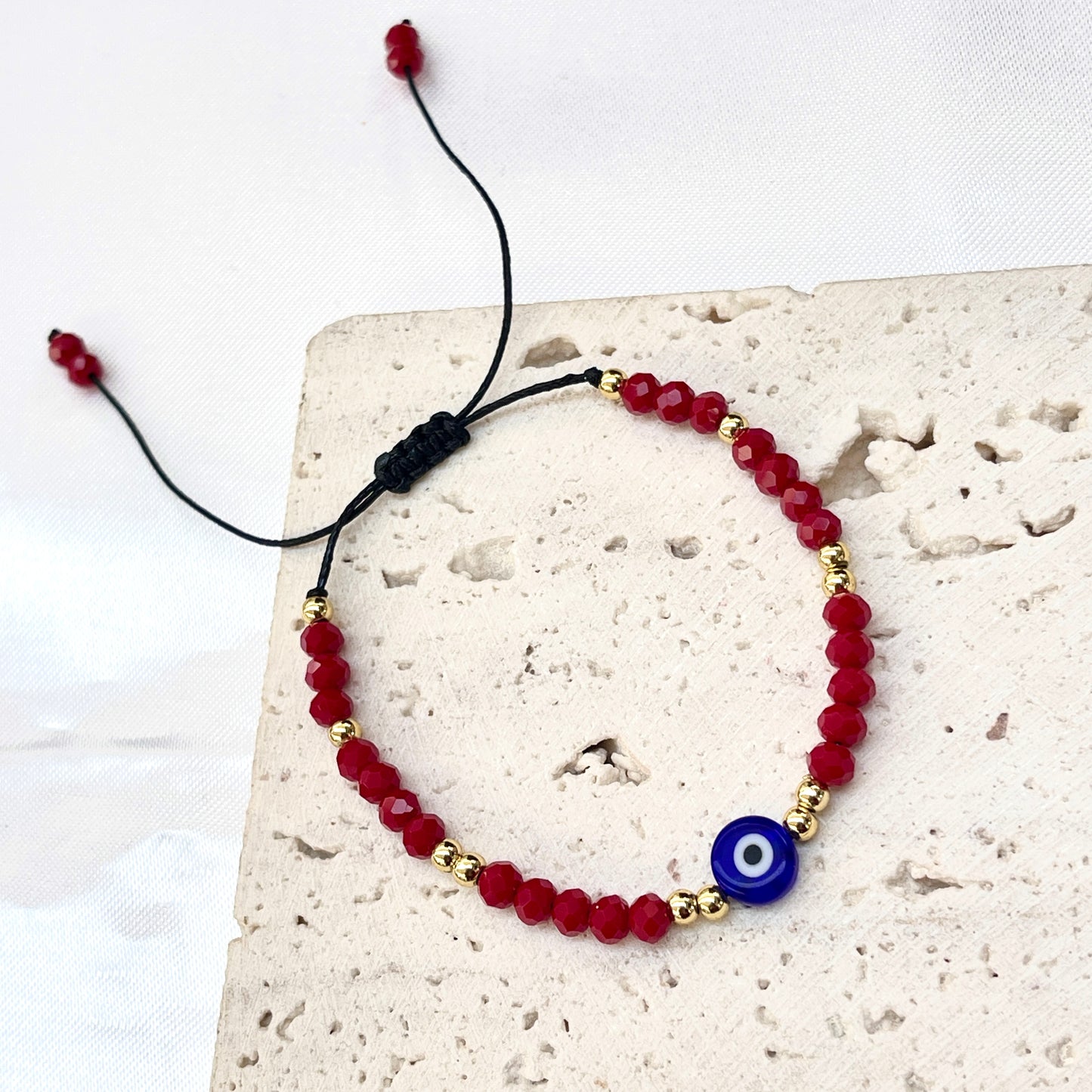 Evil Eye + Crystal Glass Bead Bracelet