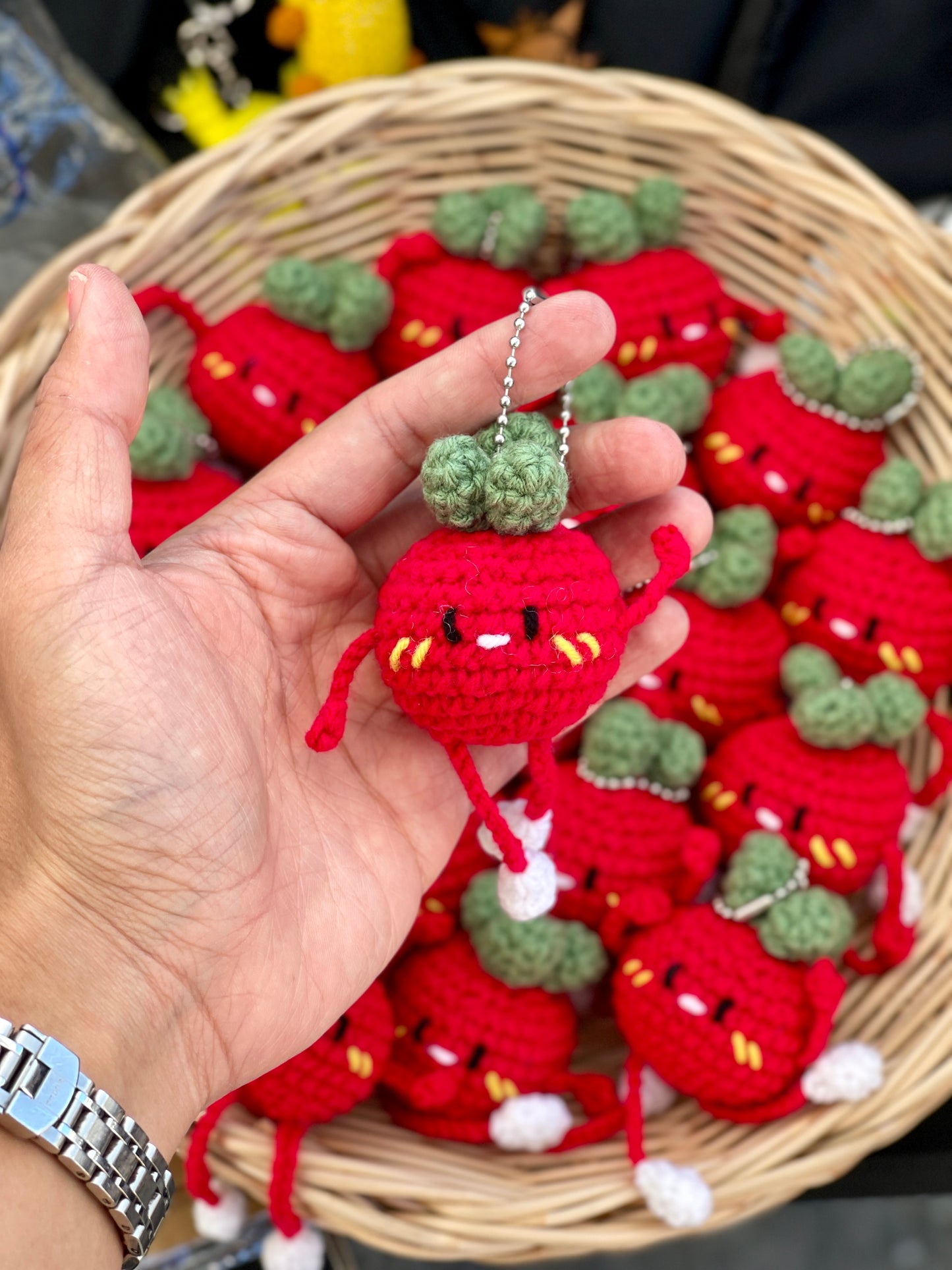 Friendly Tomato Crochet Keychain