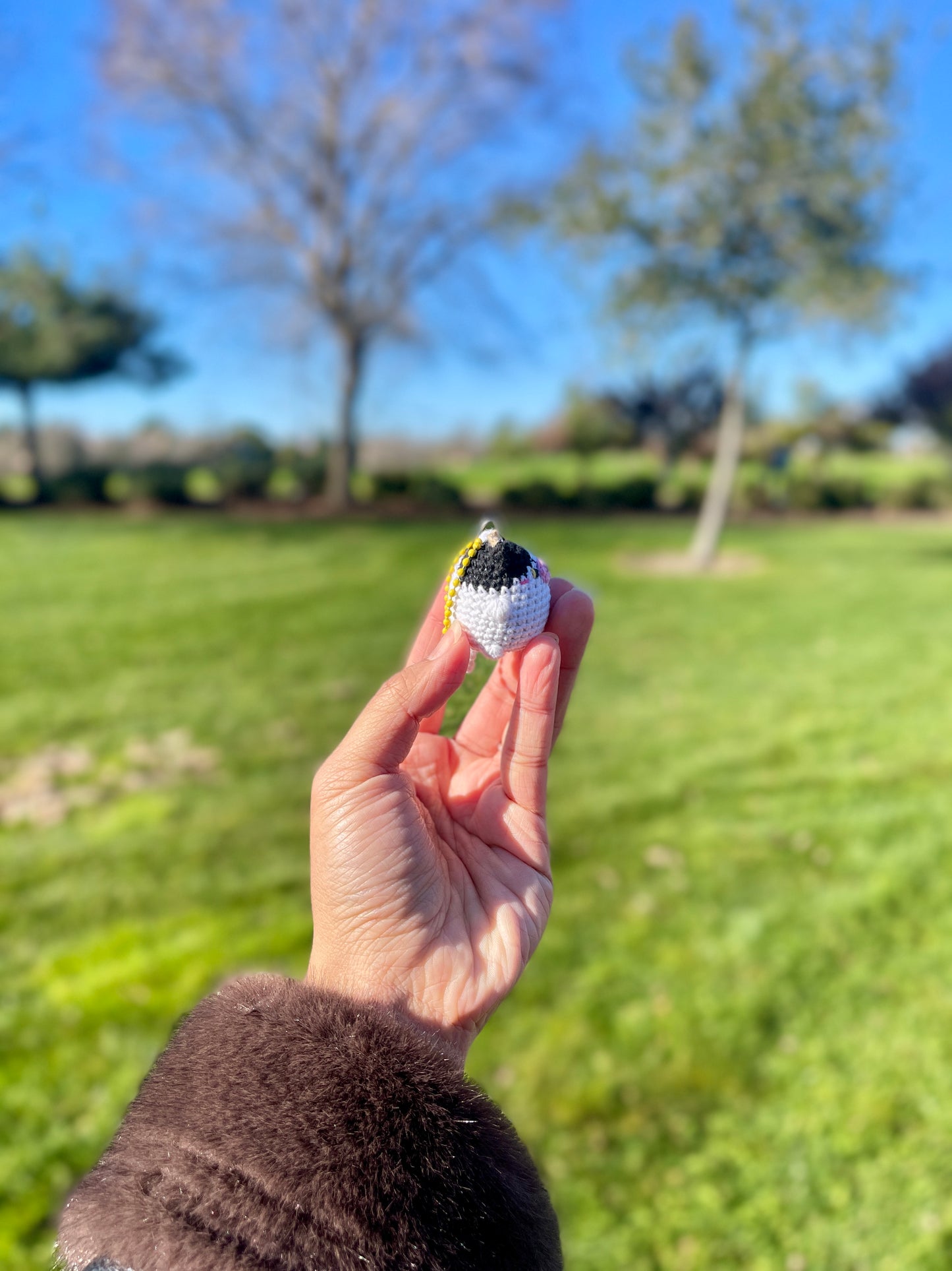 Small Chubby Cow Crochet Keychain