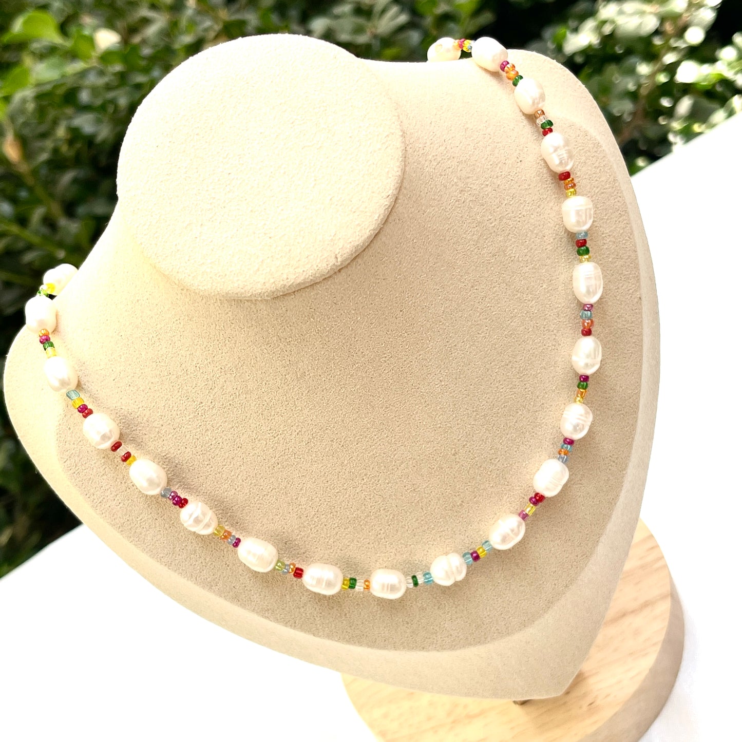 Rainbow + Pearl Choker Necklace